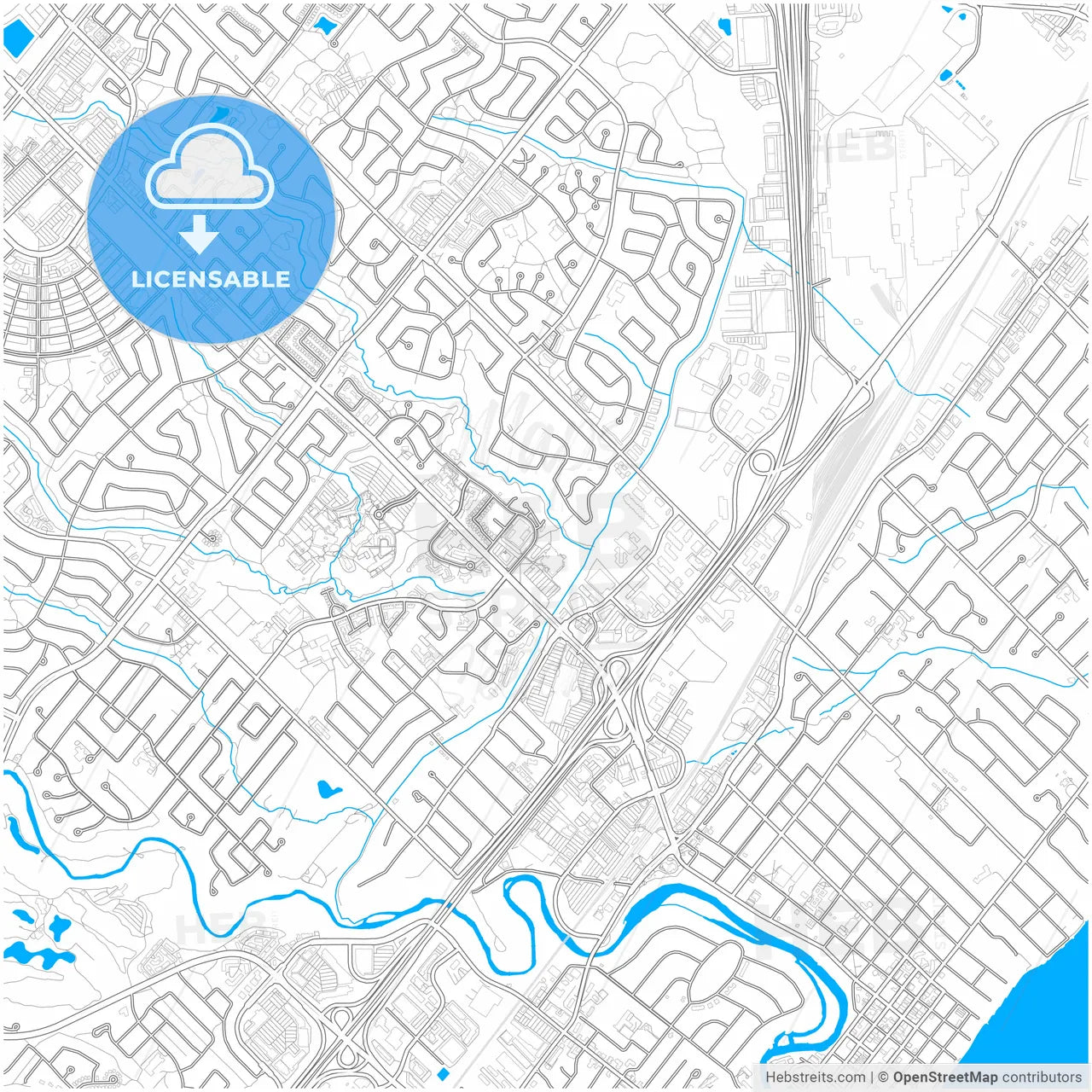 Oakville, Ontario, Canada, city map with high resolution roads.