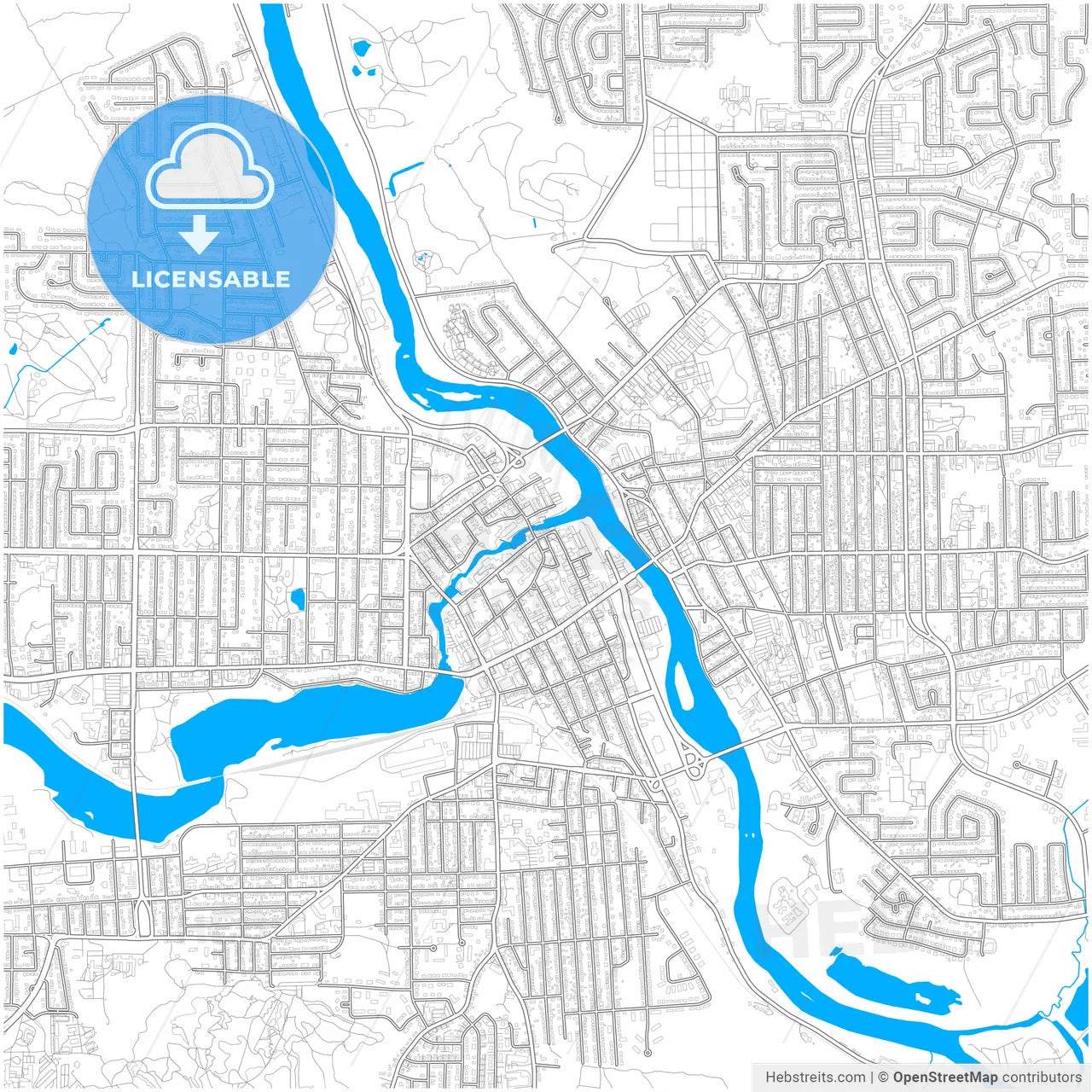 Sherbrooke, Quebec, Canada, city map with high resolution roads.