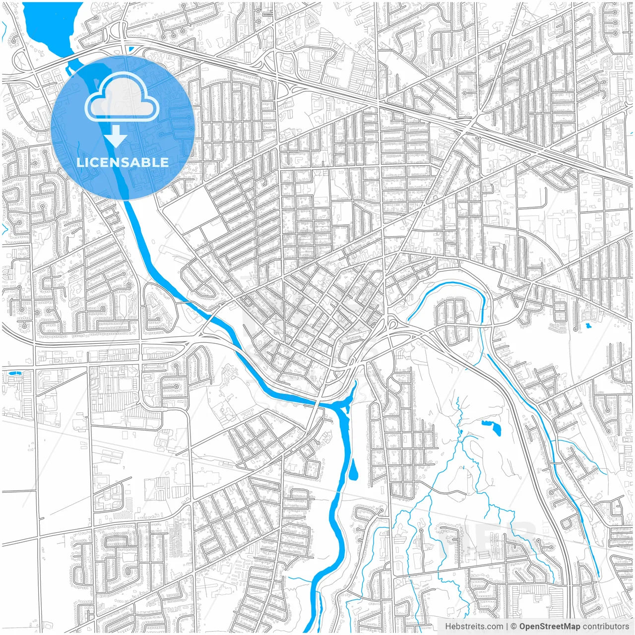 St. Catharines, Ontario, Canada, city map with high resolution roads.