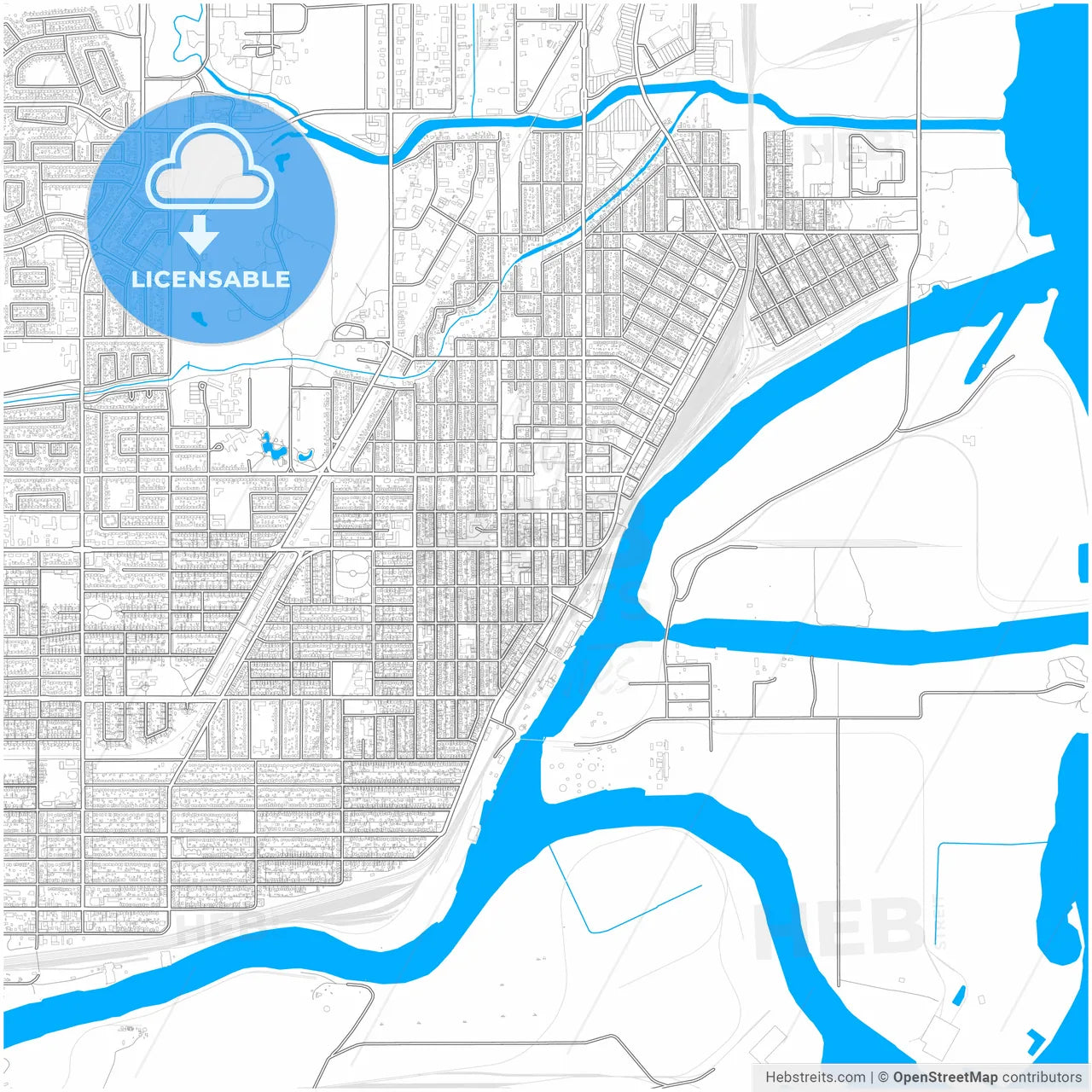 Thunder Bay, Ontario, Canada, city map with high resolution roads.