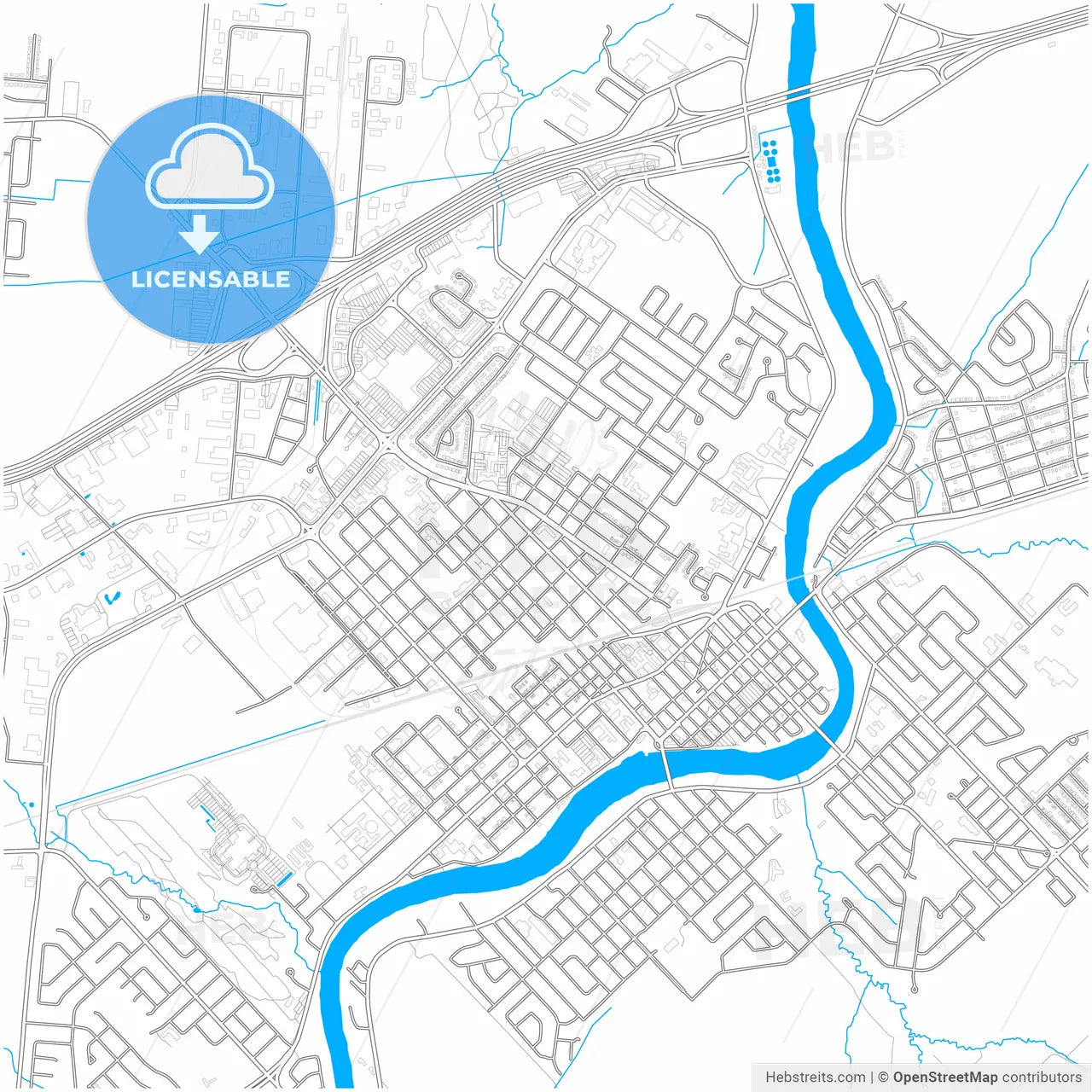 Saint-Hyacinthe, Quebec, Canada, city map with high resolution roads.