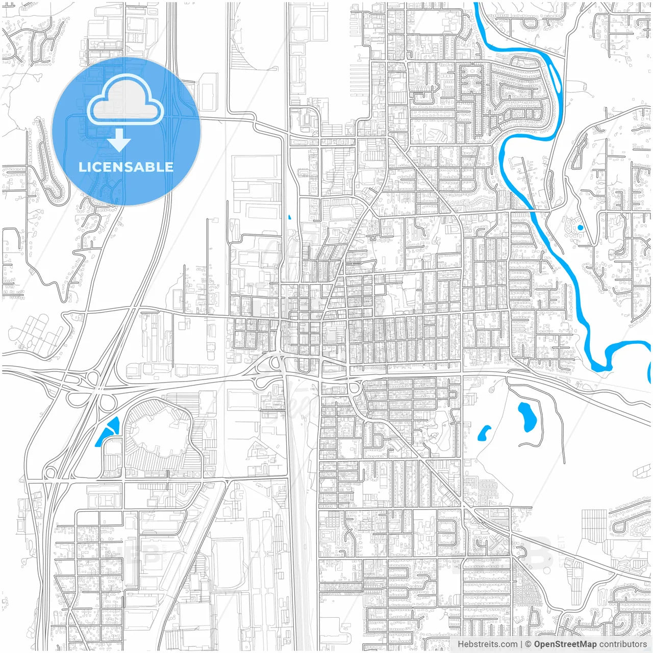 Auburn, Washington, United States, city map with high resolution roads.