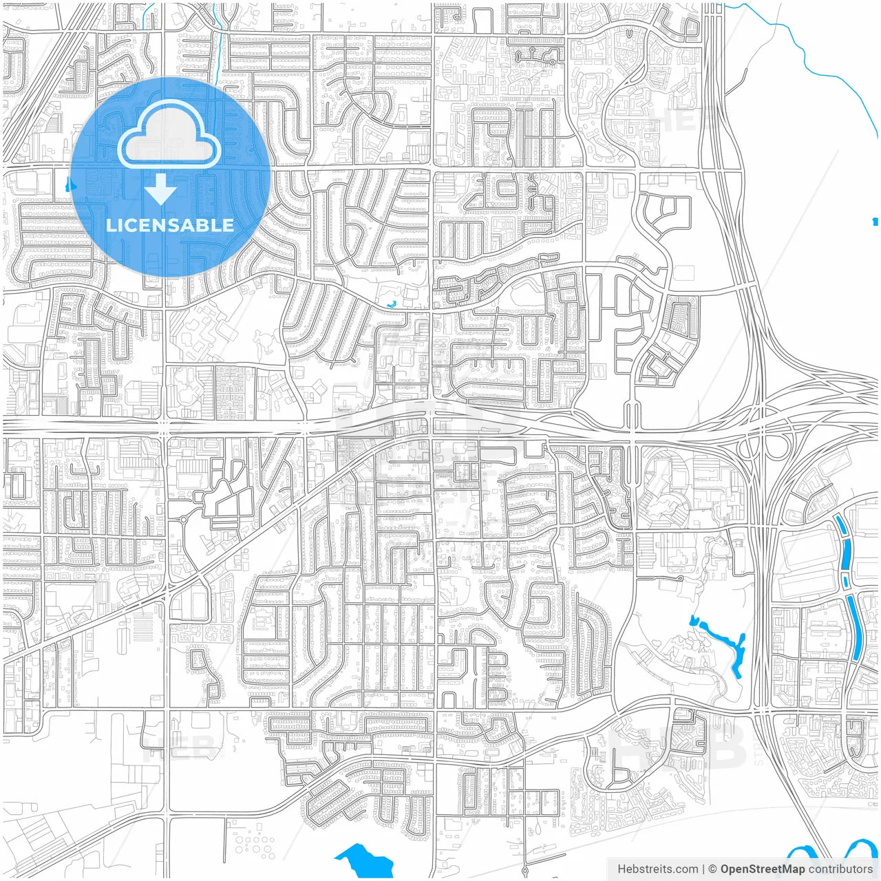 Euless, Texas, United States, city map with high resolution roads.