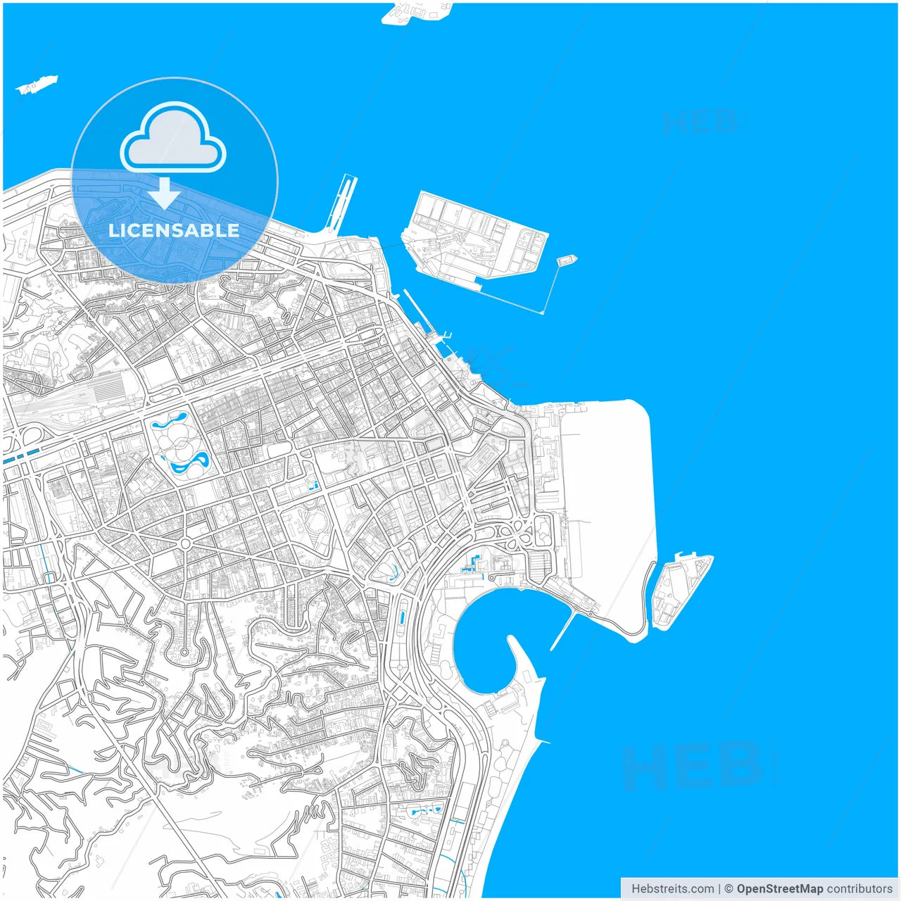 Rio de Janeiro, Brazil, city map with high resolution roads.