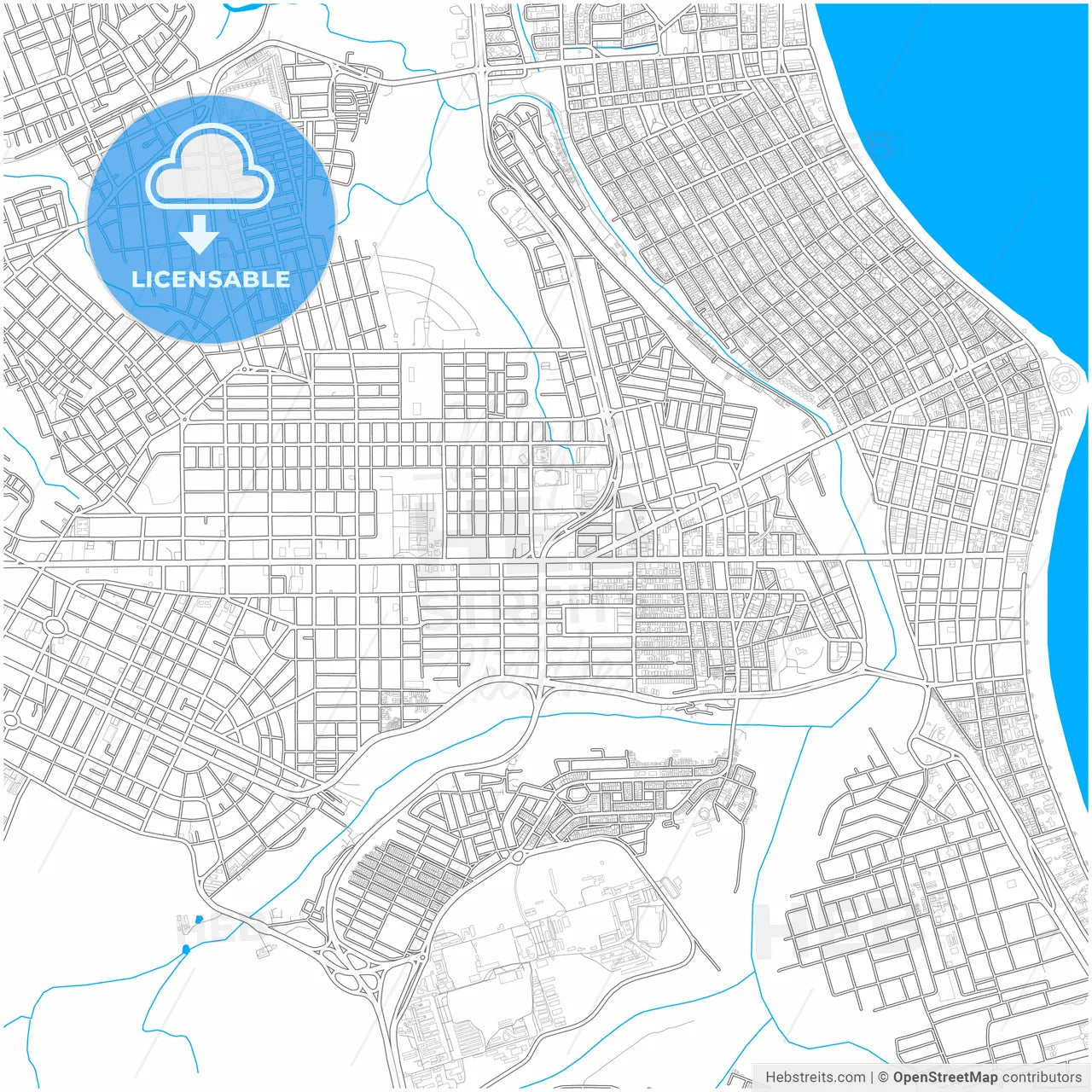 Joao Pessoa, Brazil, city map with high resolution roads.