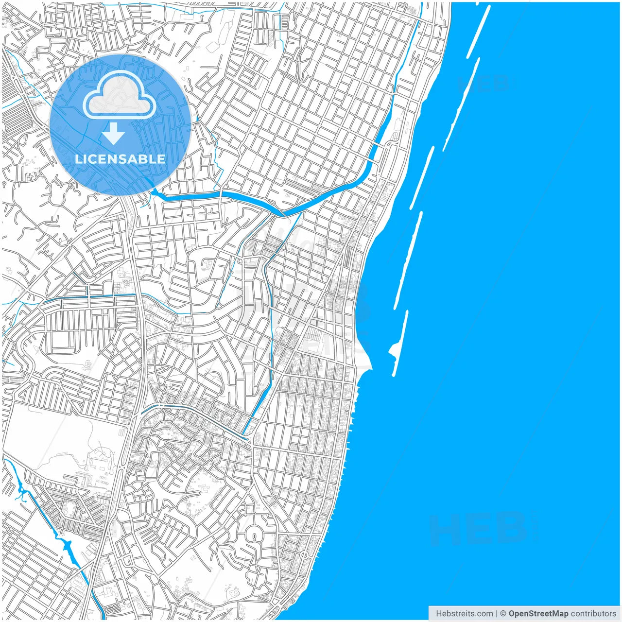 Olinda, Brazil, city map with high resolution roads.
