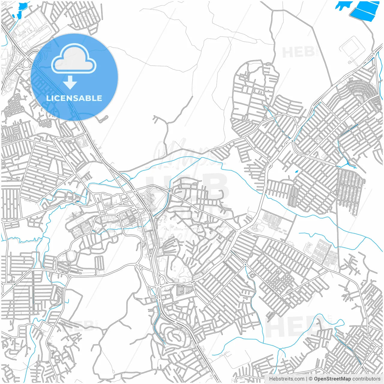 Paulista, Brazil, city map with high resolution roads.