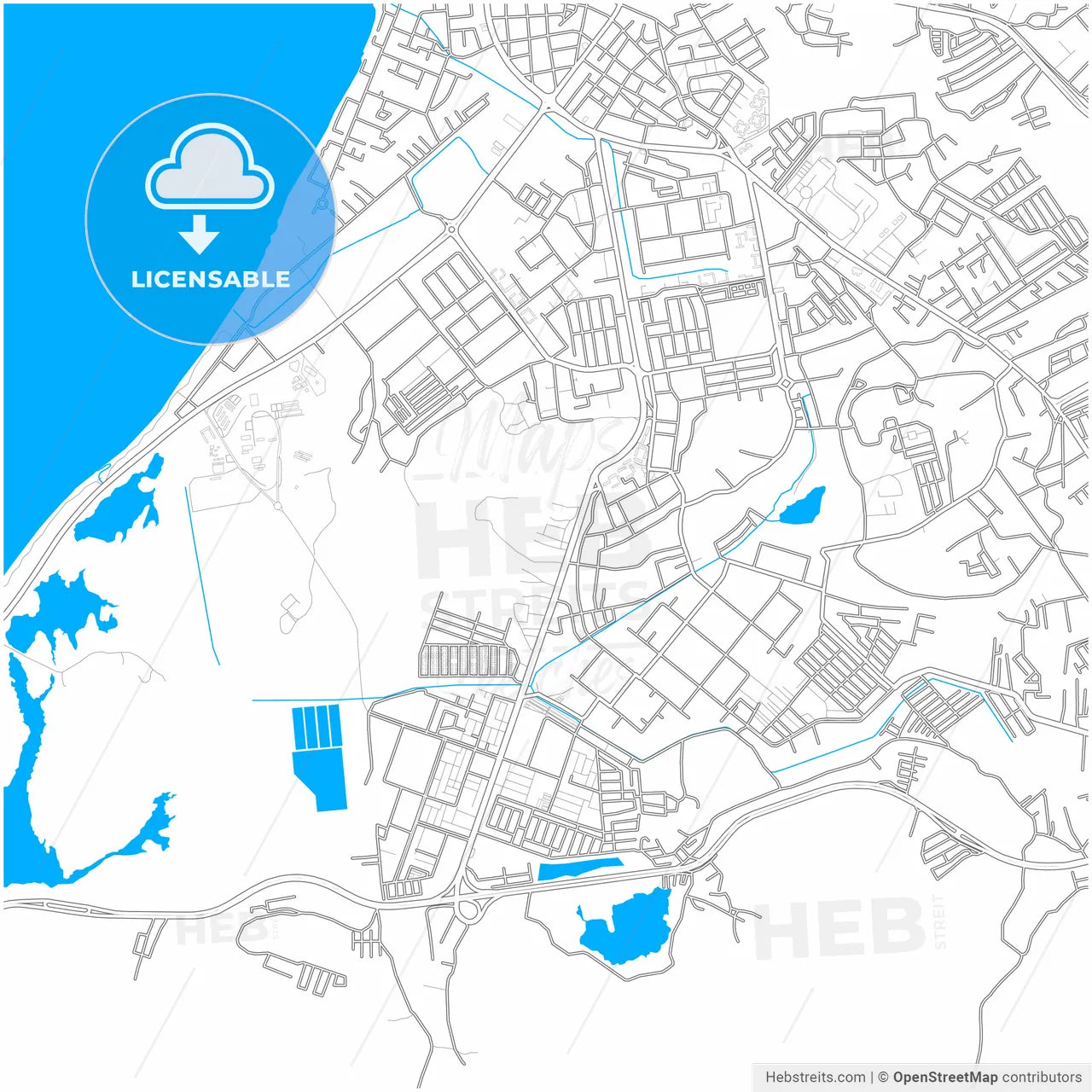 Cumana, Venezuela, city map with high resolution roads.