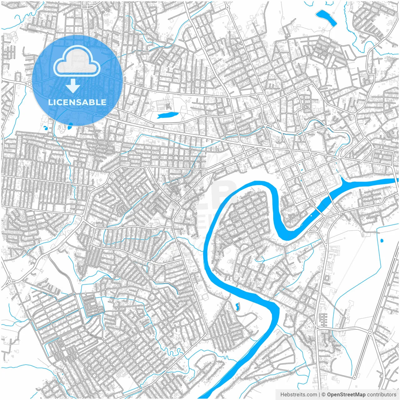 Rio Branco, Brazil, city map with high resolution roads.