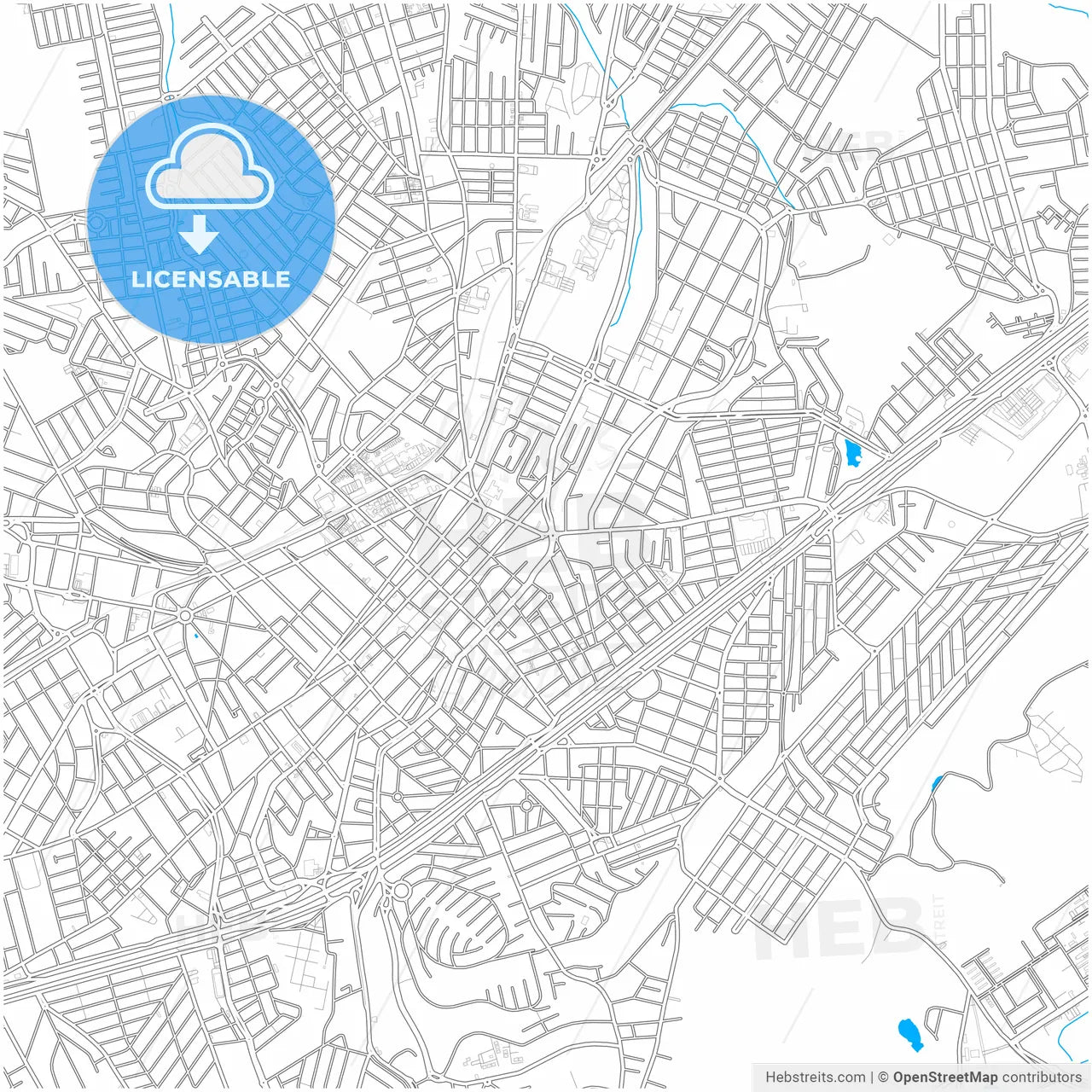 Taubate, Brazil, city map with high resolution roads.