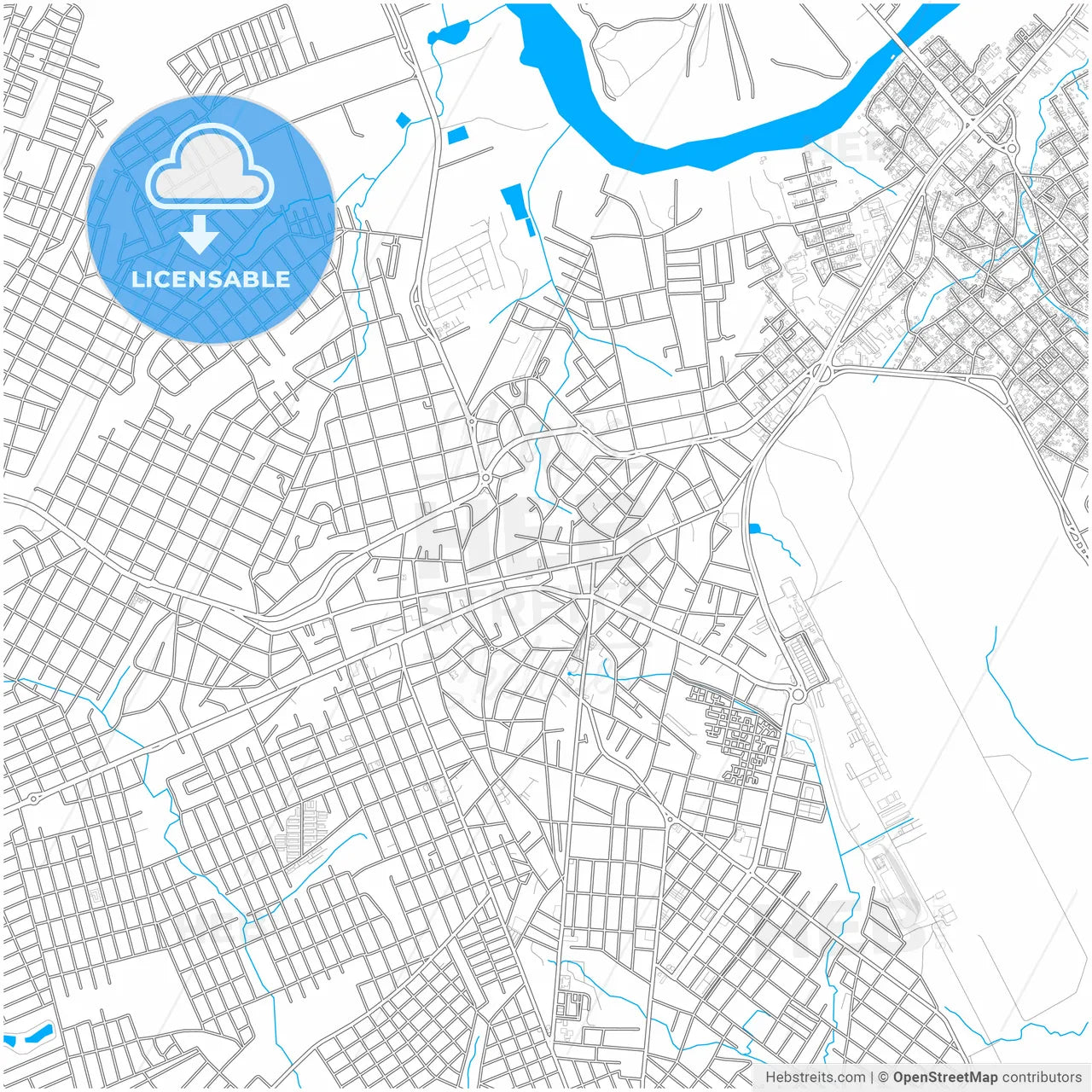 Varzea Grande, Brazil, city map with high resolution roads.