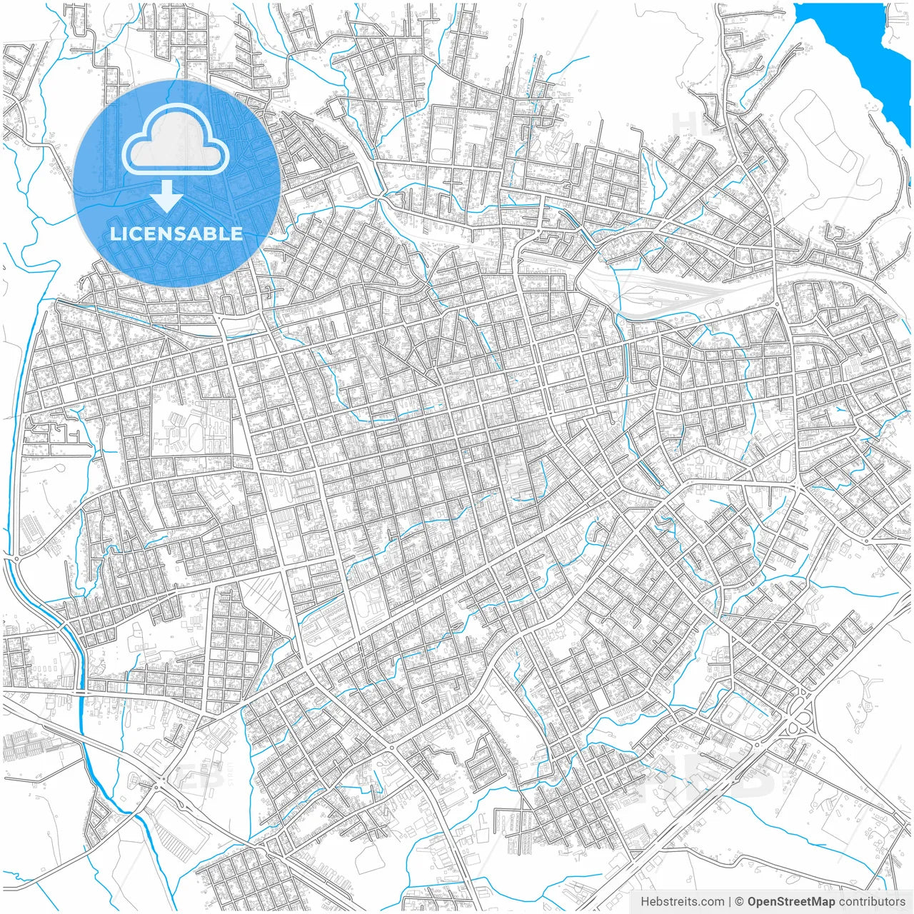 Santa Maria, Brazil, city map with high resolution roads.