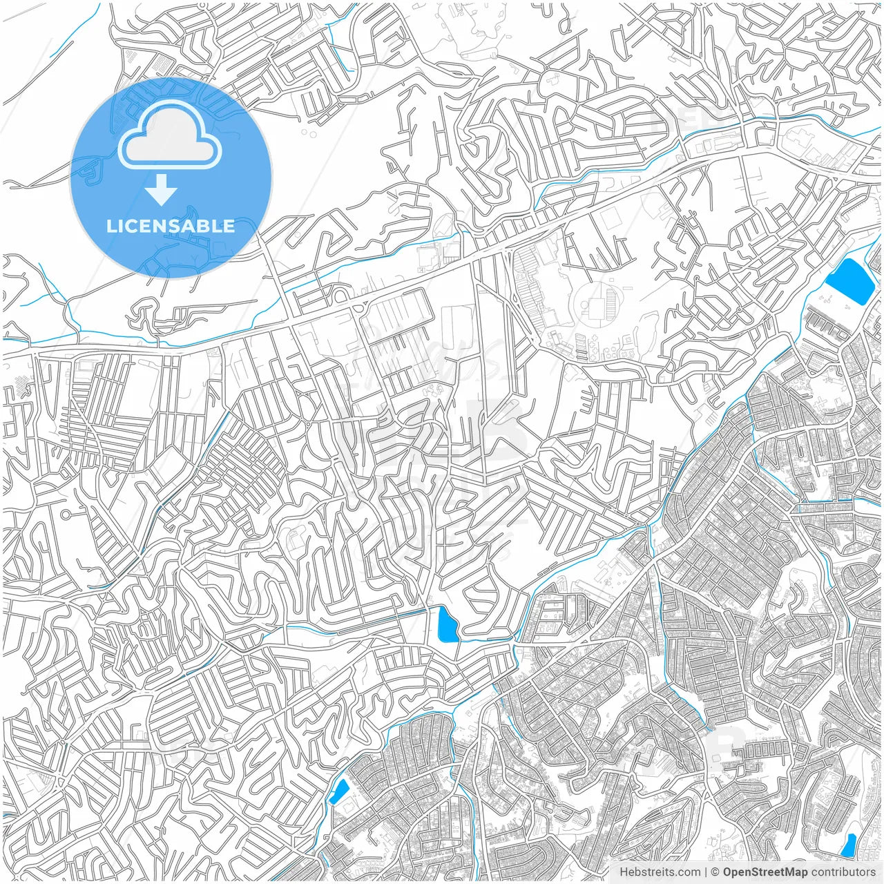 Taboao da Serra, Brazil, city map with high resolution roads.