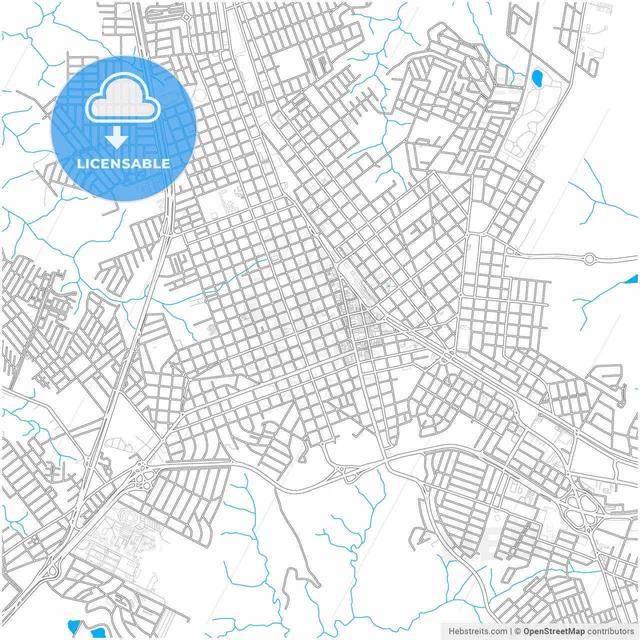 Marilia, Brazil, city map with high resolution roads.