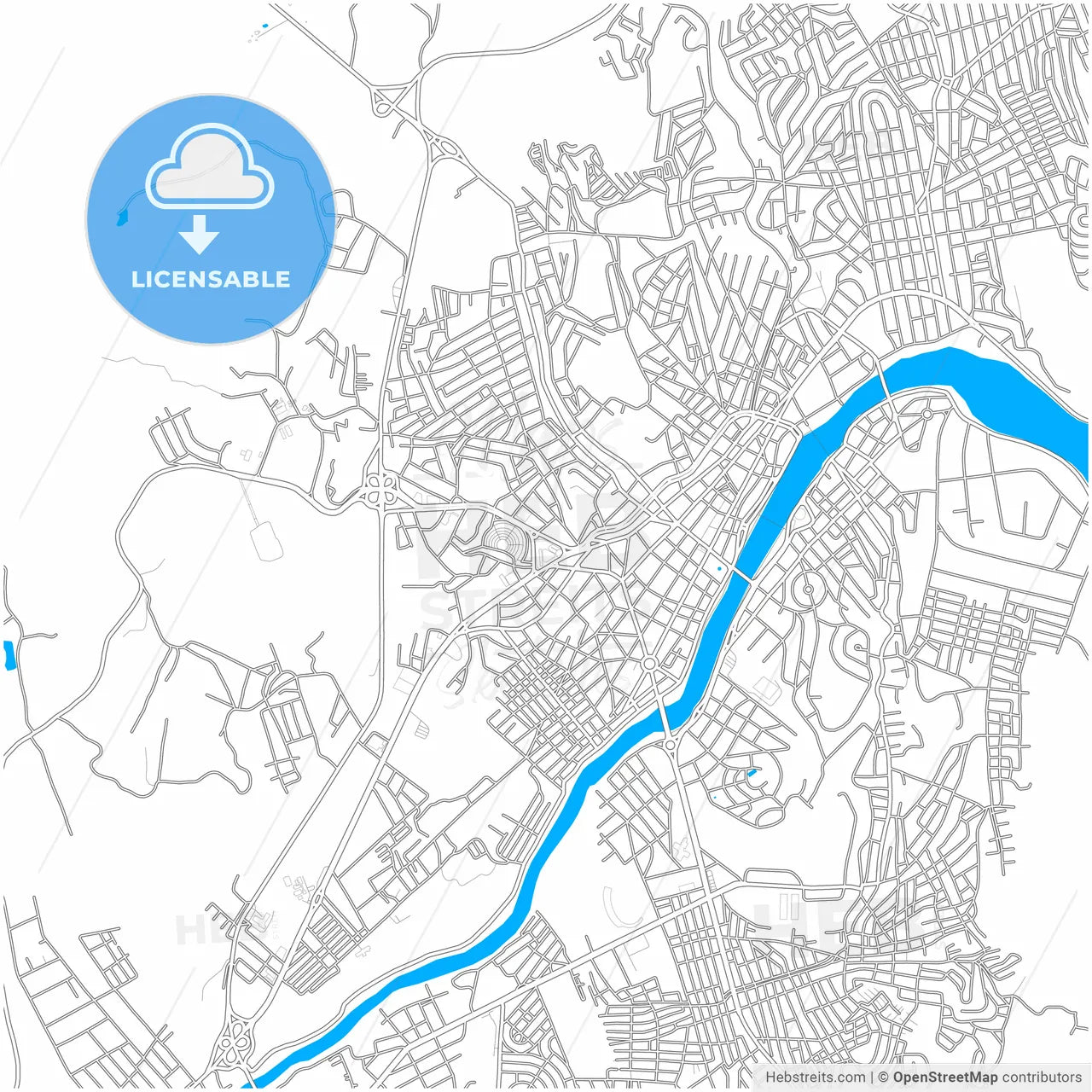 Itabuna, Brazil, city map with high resolution roads.