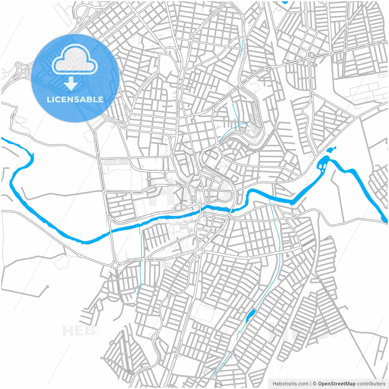 Mogi Guacu, Brazil, city map with high resolution roads.