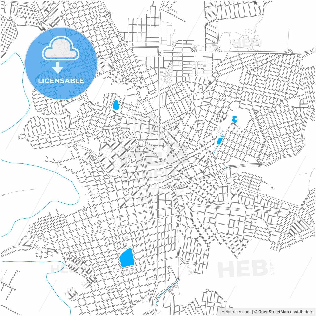 Patos de Minas, Brazil, city map with high resolution roads.
