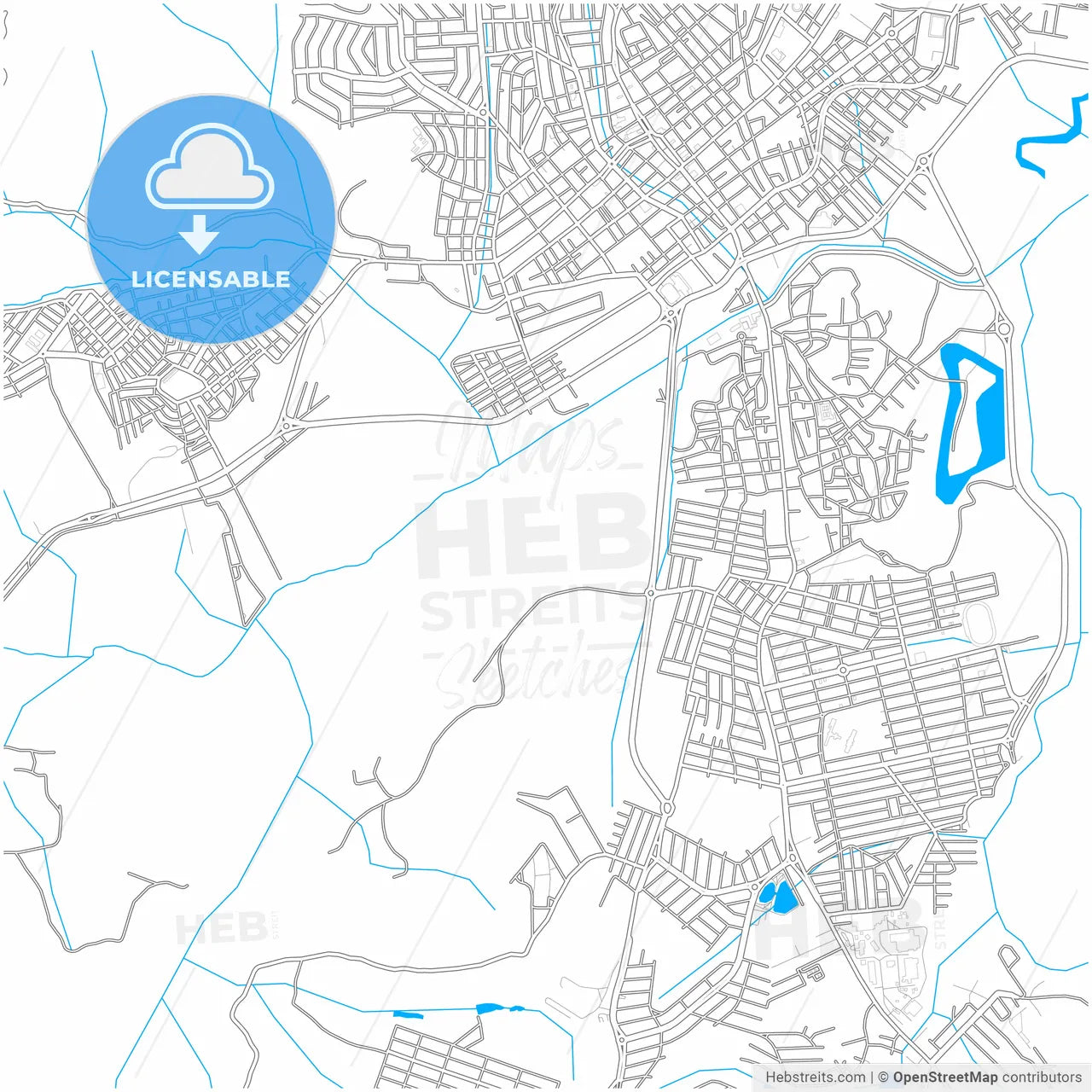 Pouso Alegre, Brazil, city map with high resolution roads.
