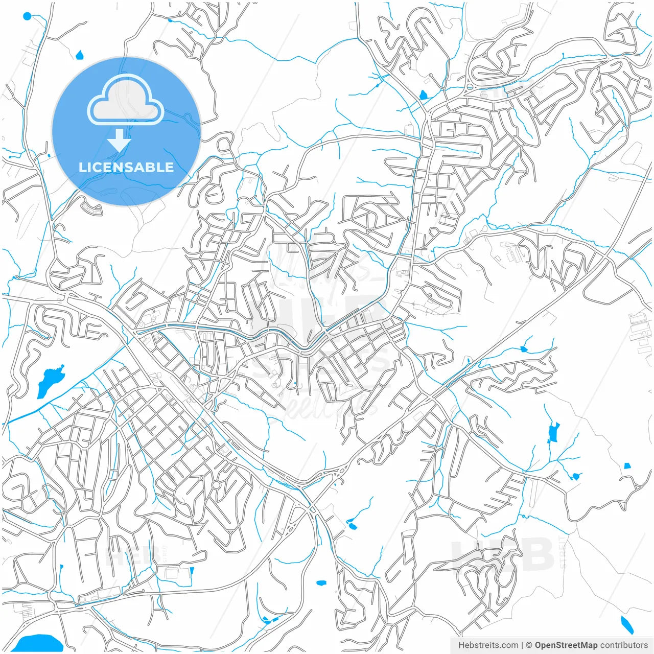 Ribeirao Pires, Brazil, city map with high resolution roads.