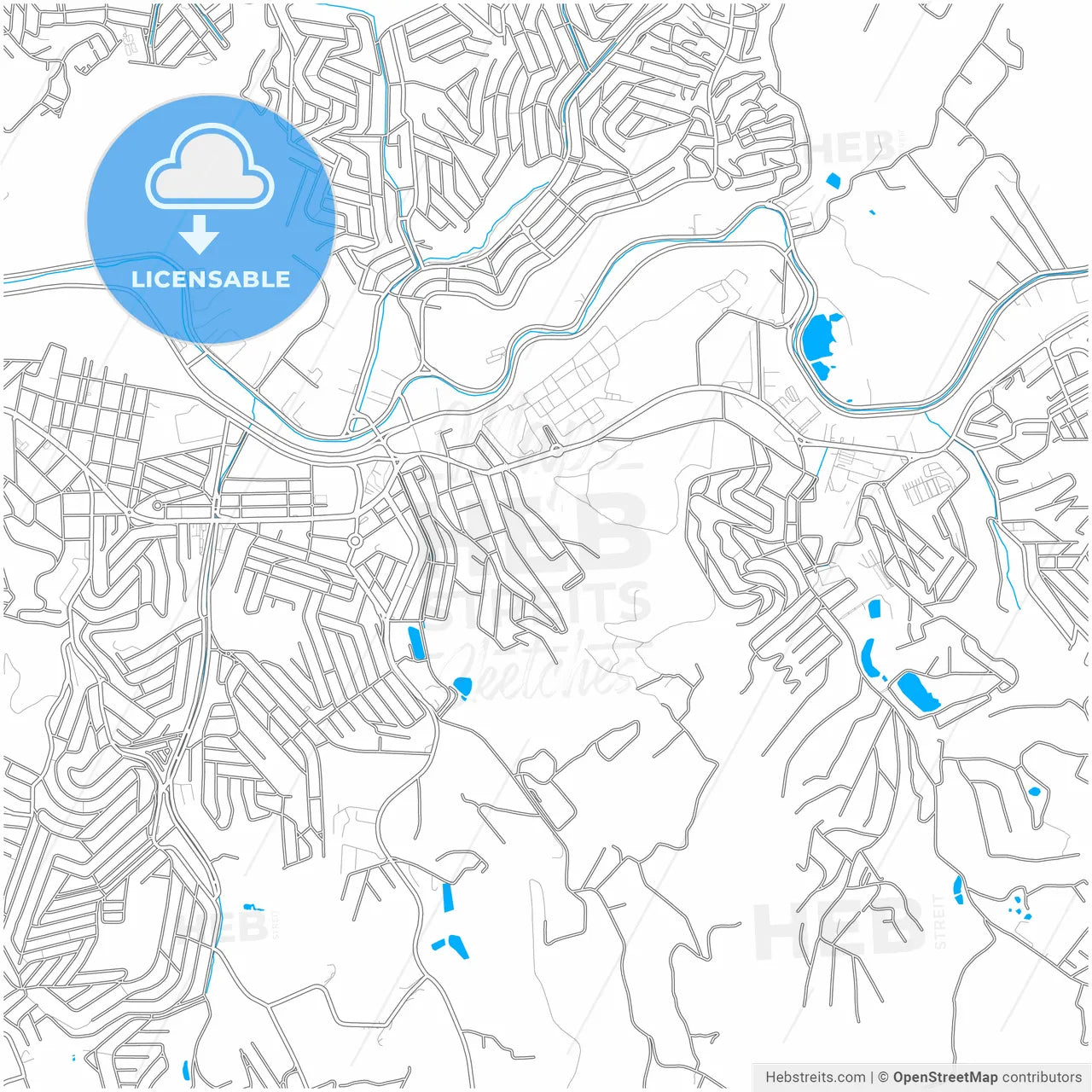 Varzea Paulista, Brazil, city map with high resolution roads.