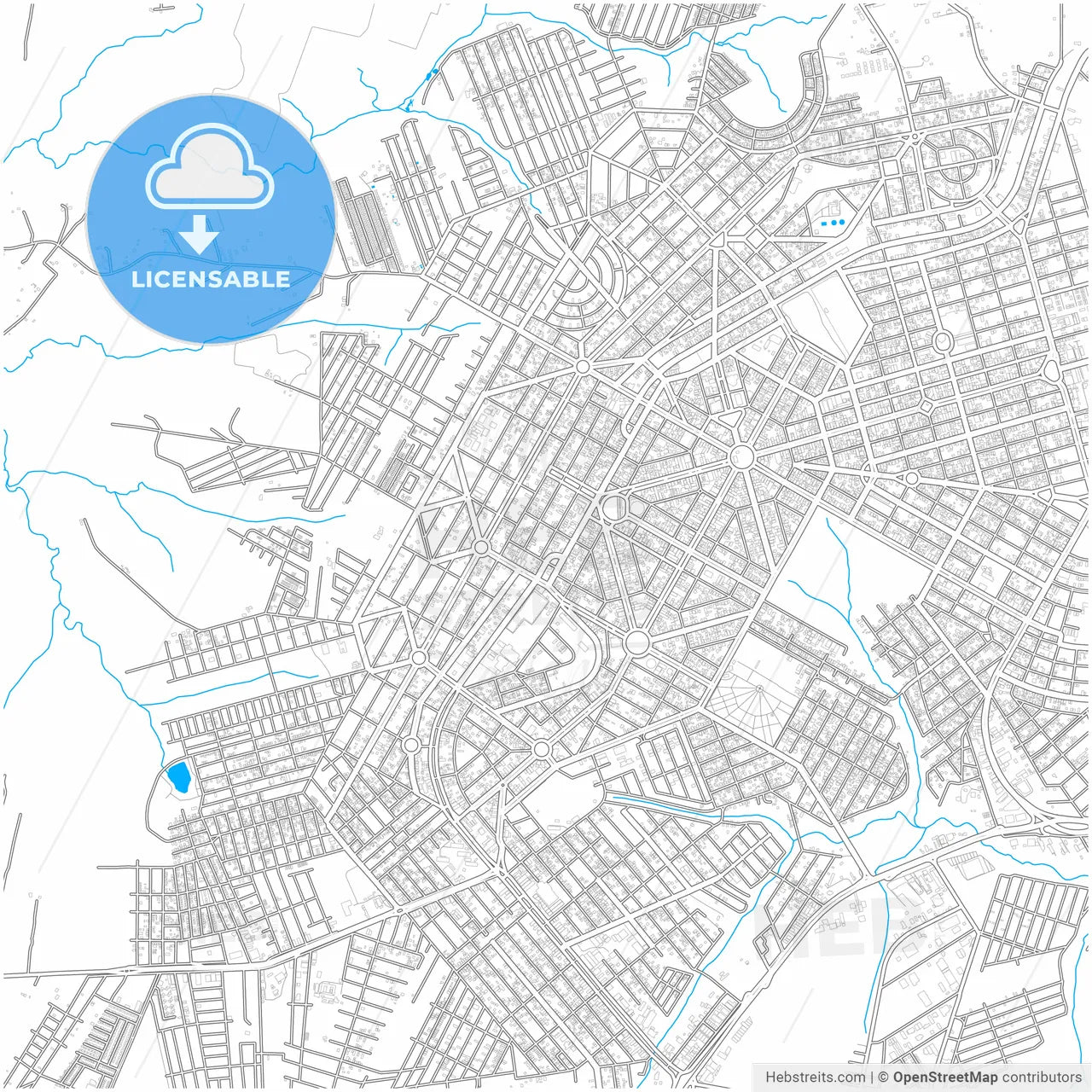 Umuarama, Brazil, city map with high resolution roads.