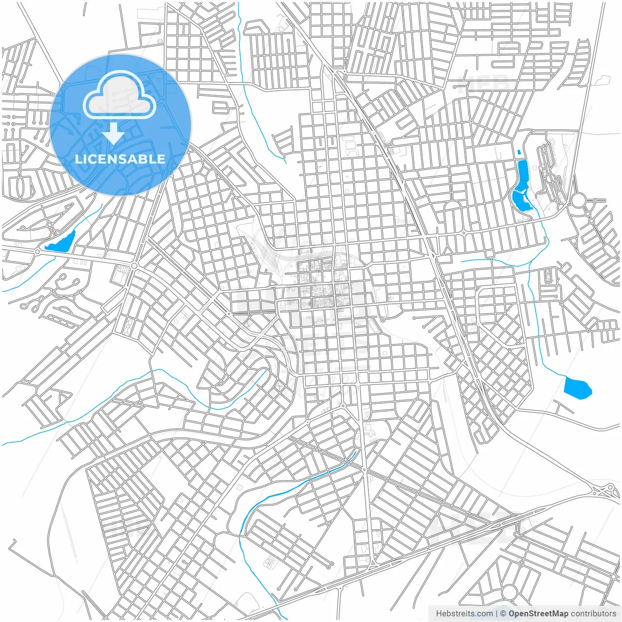 Ourinhos, Brazil, city map with high resolution roads.