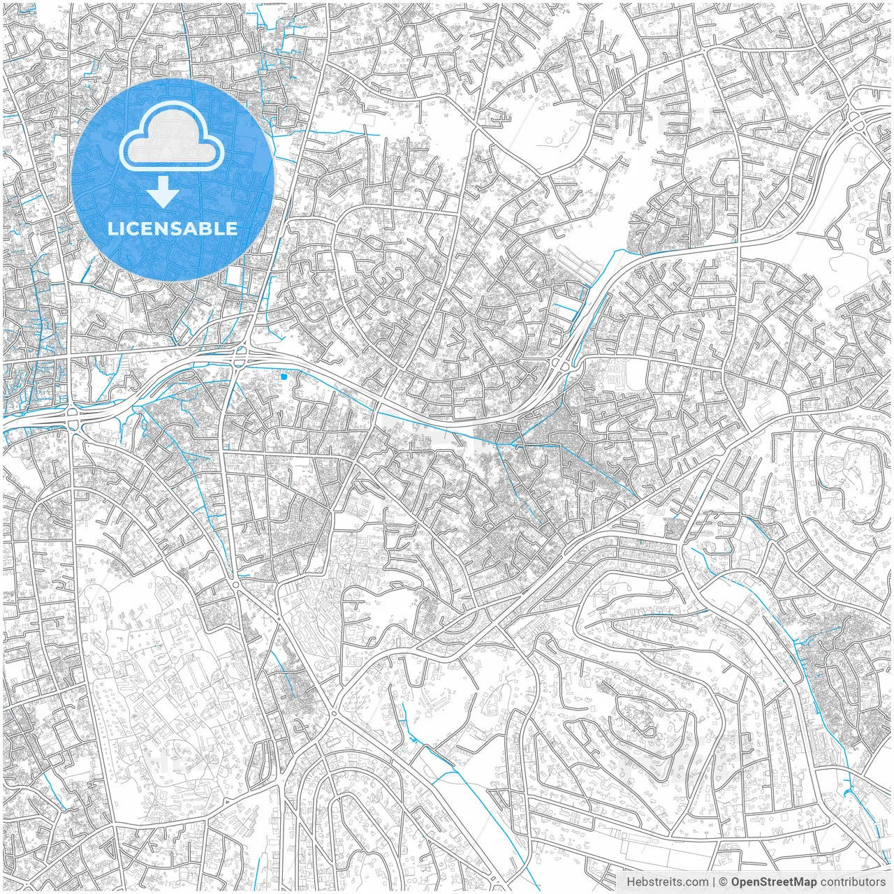 Kampala, Uganda, city map with high resolution roads.