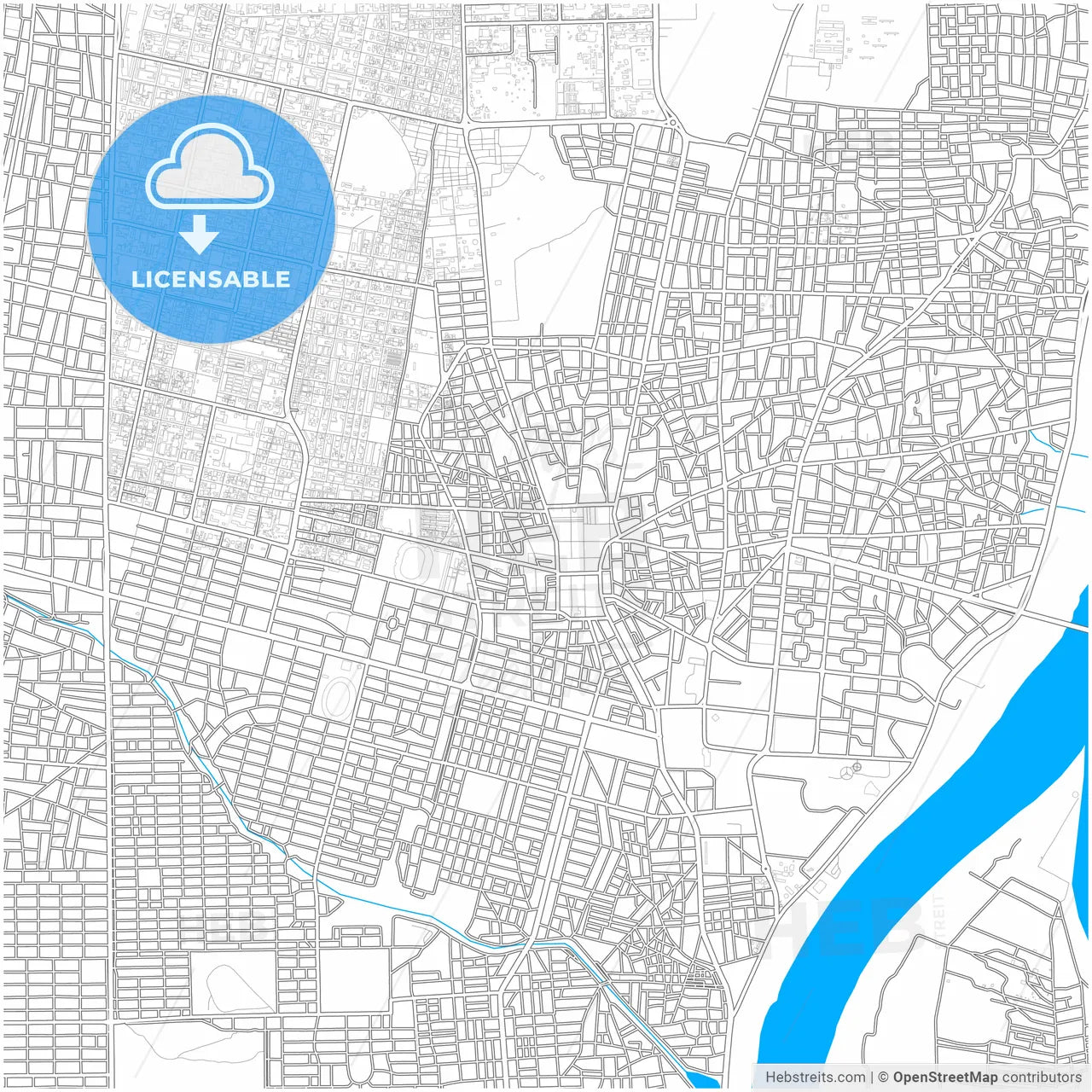 Omdurman, Sudan, city map with high resolution roads.