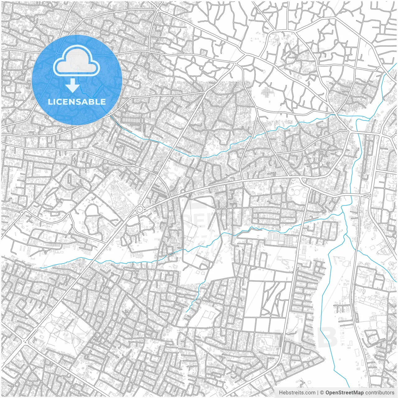 Ilorin, Nigeria, city map with high resolution roads.