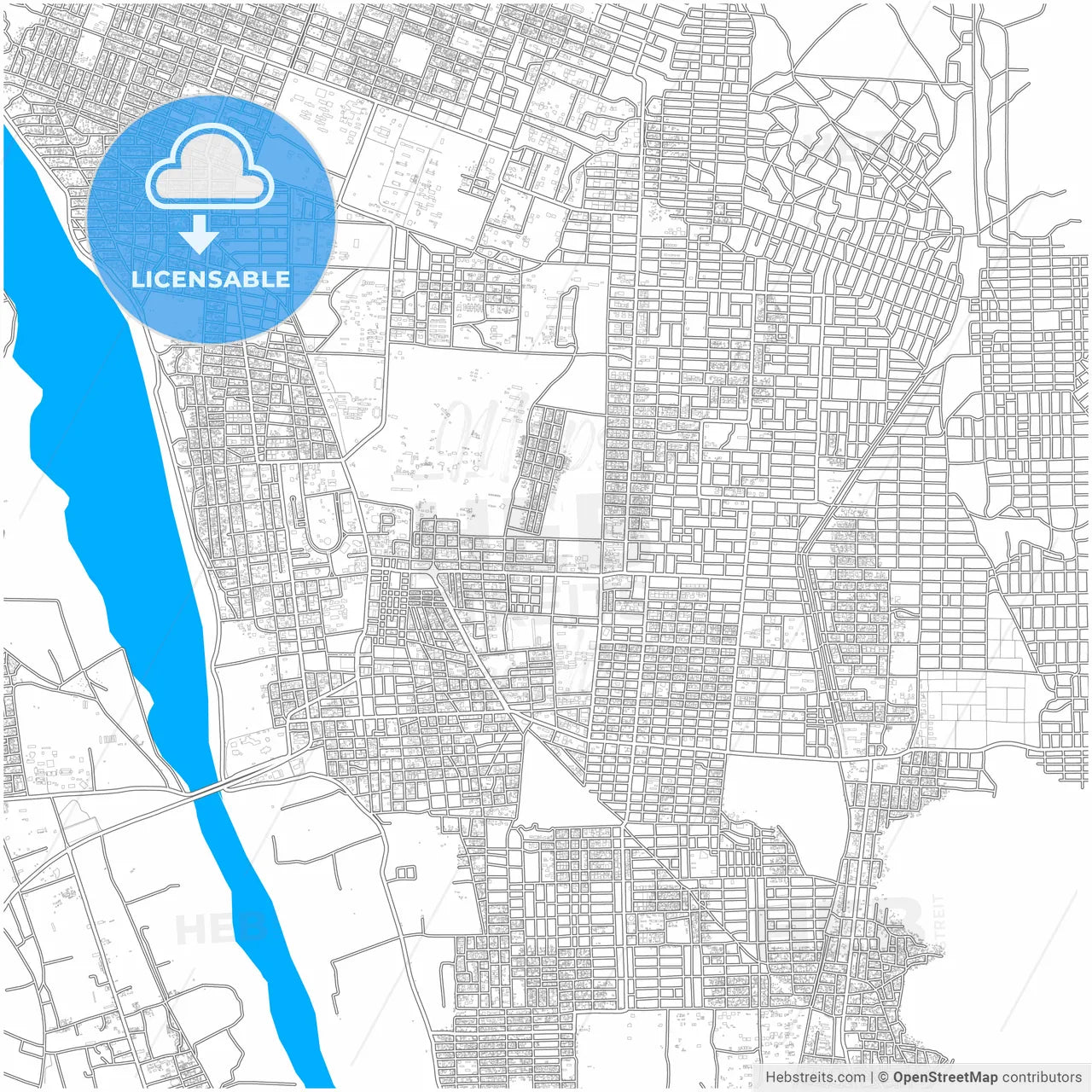 Kassala, Sudan, city map with high resolution roads.