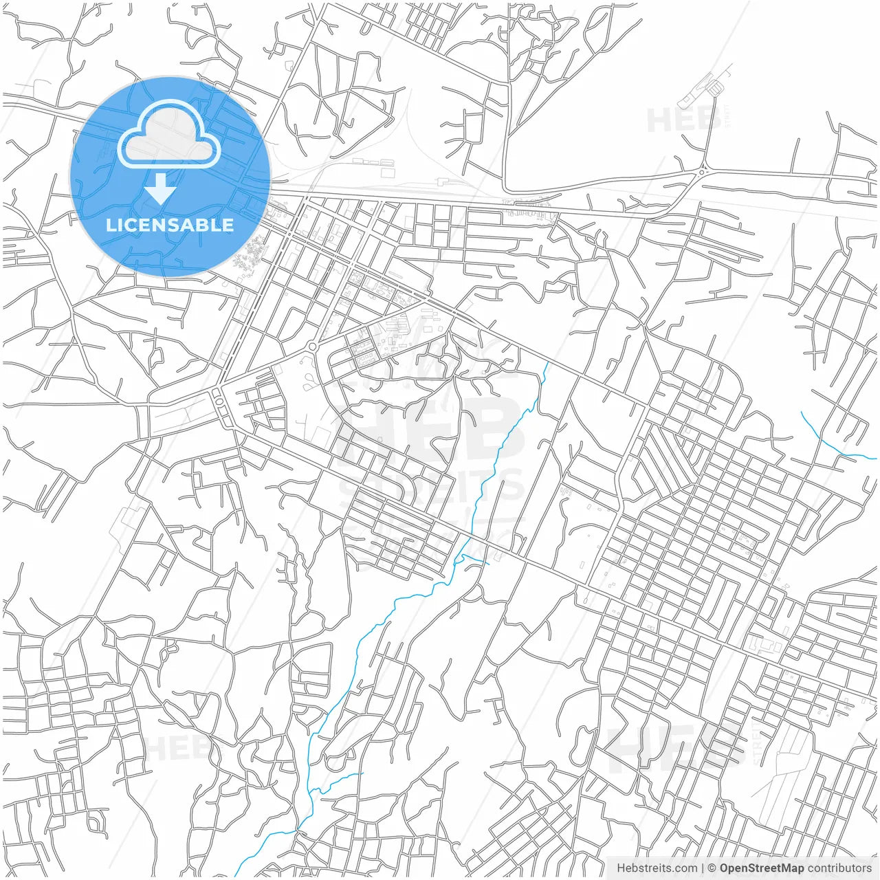 Nampula, Mozambique, city map with high resolution roads.