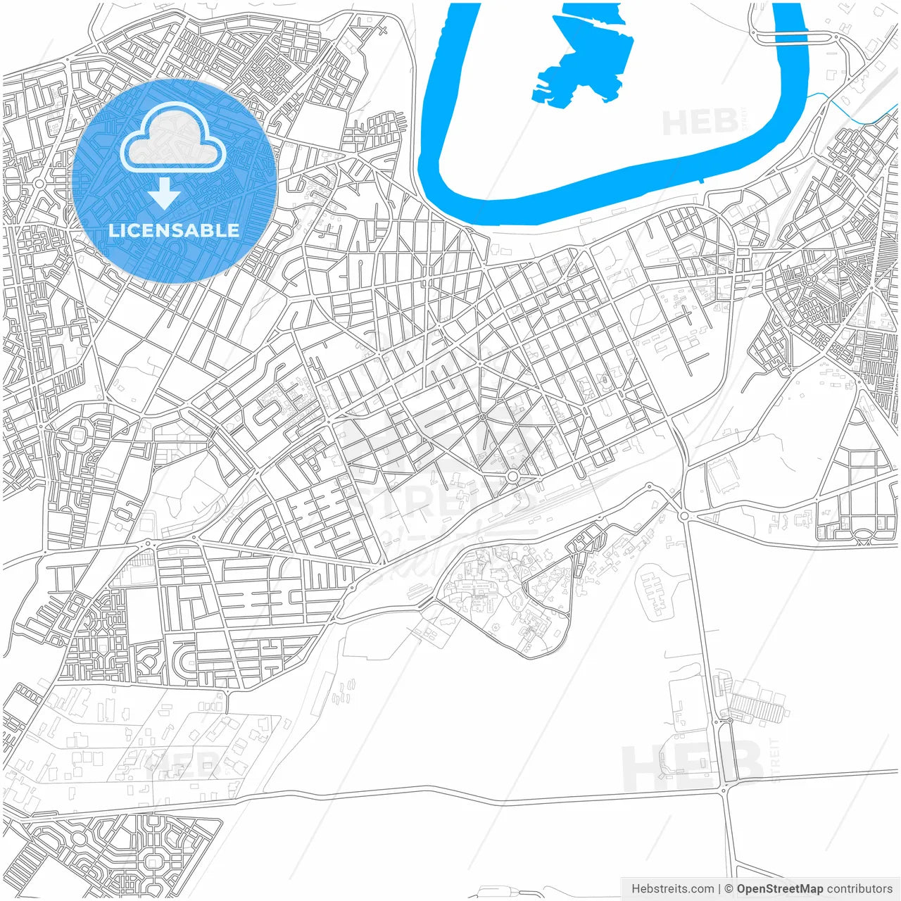 Kenitra, Morocco, city map with high resolution roads.