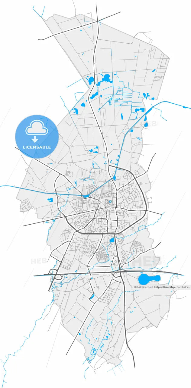 Turnhout, Antwerp, Belgium, high resolution vector map - Instant download PDF and JPG