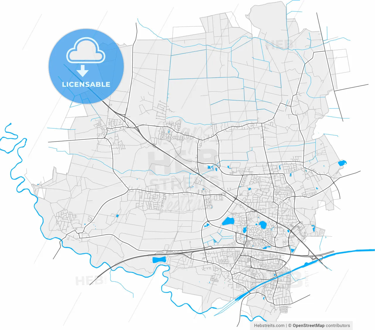 Garbsen, Lower Saxony, Germany, high resolution vector map - Instant download PDF and JPG