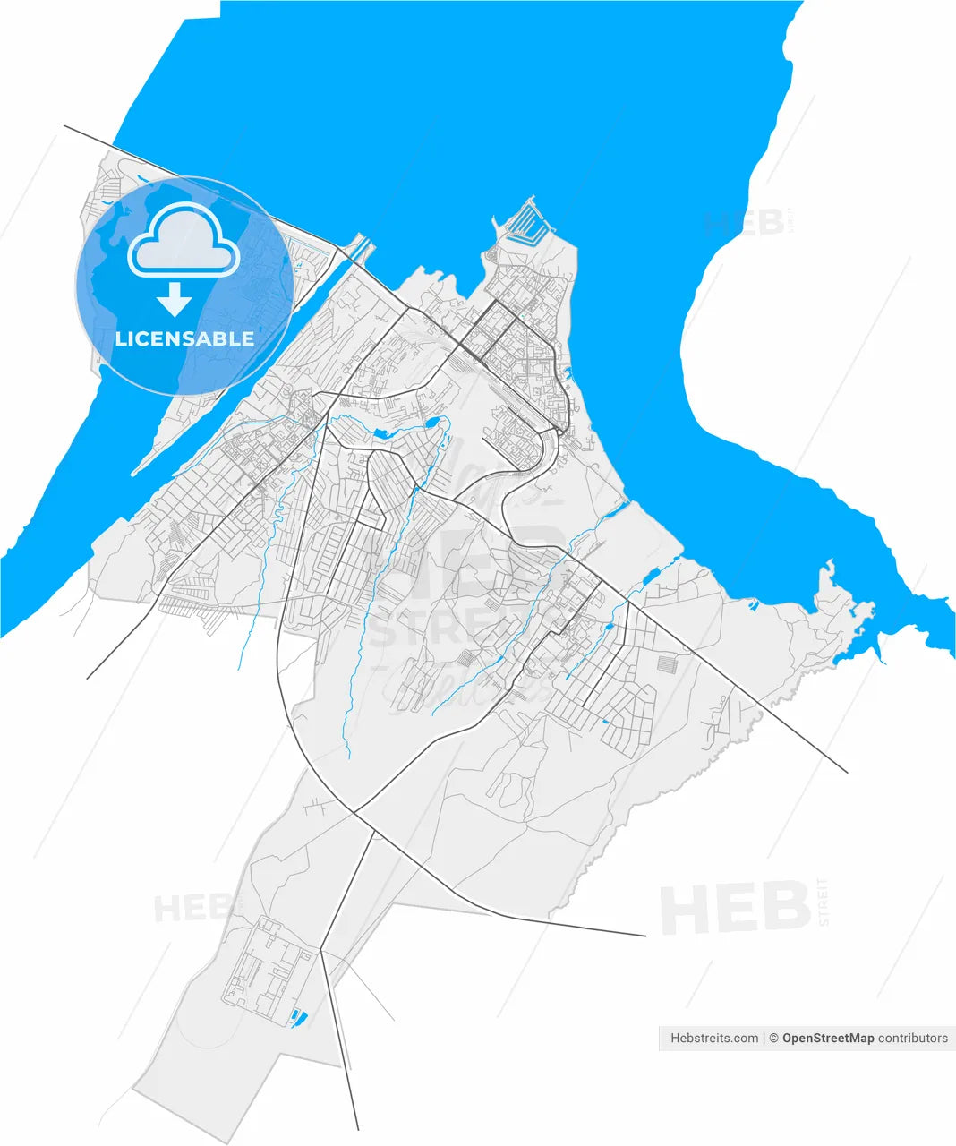 Chaykovsky, Perm Krai, Russia, high resolution vector map - Instant download PDF and JPG