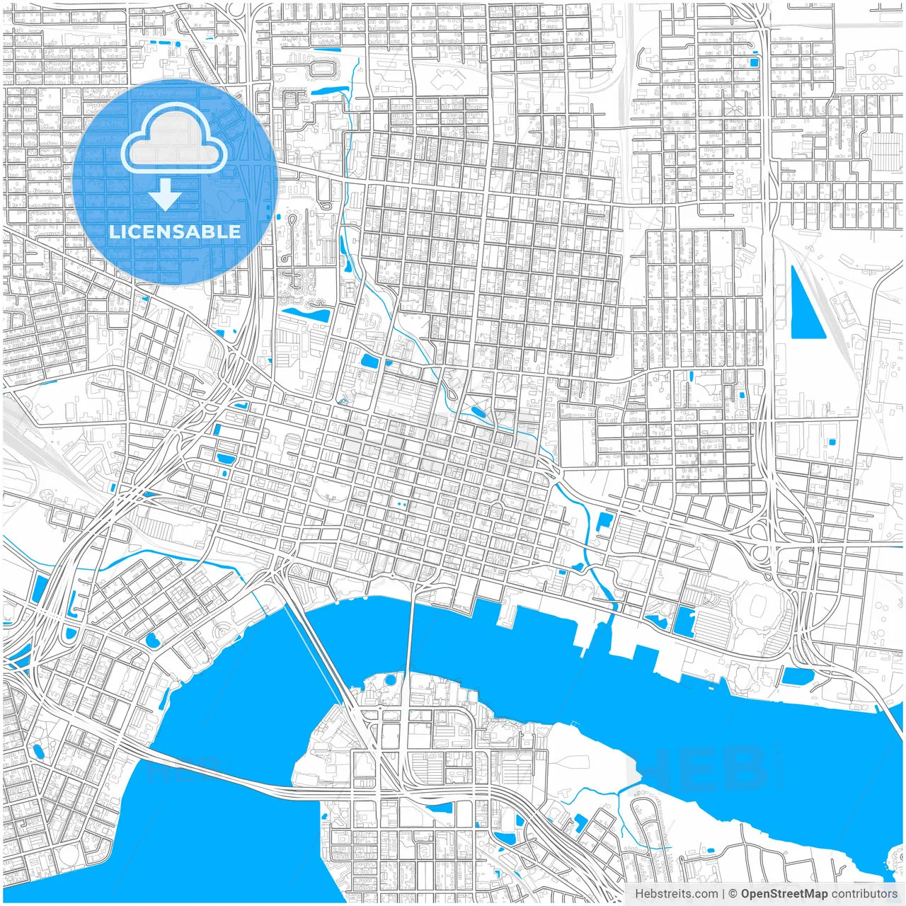 Jacksonville, Florida, United States, city map with high resolution roads.