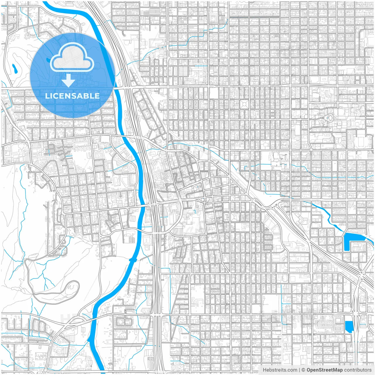 Tucson, Arizona, United States, city map with high resolution roads.