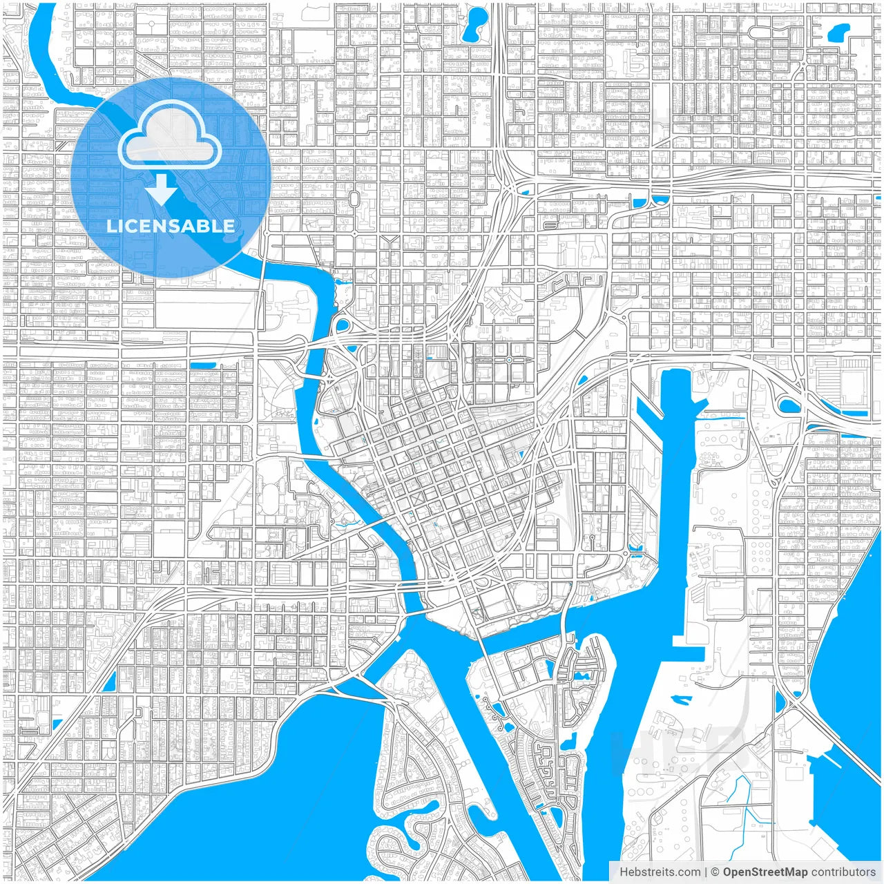 Tampa, Florida, United States, city map with high resolution roads.