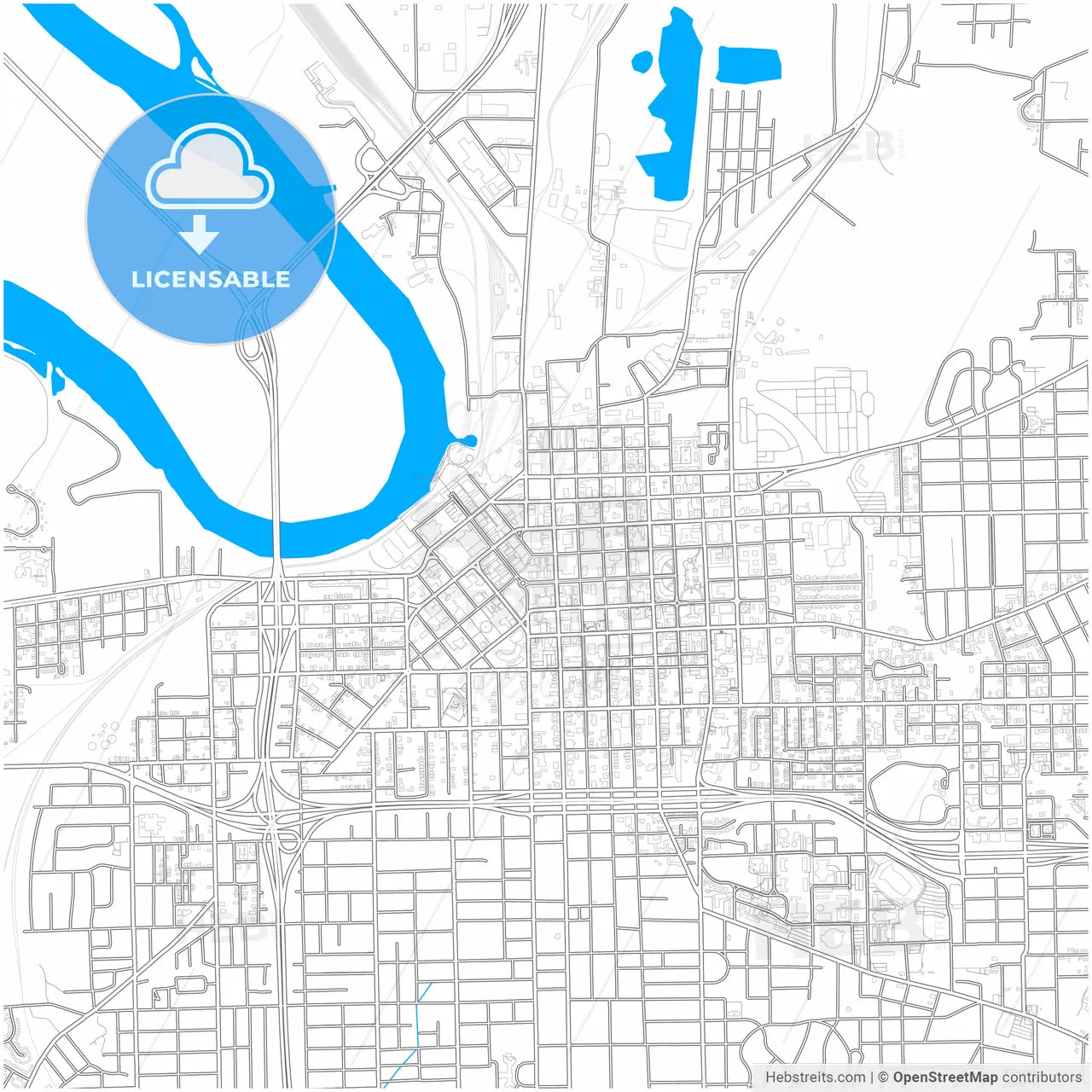 Montgomery, Alabama, United States, city map with high resolution roads.