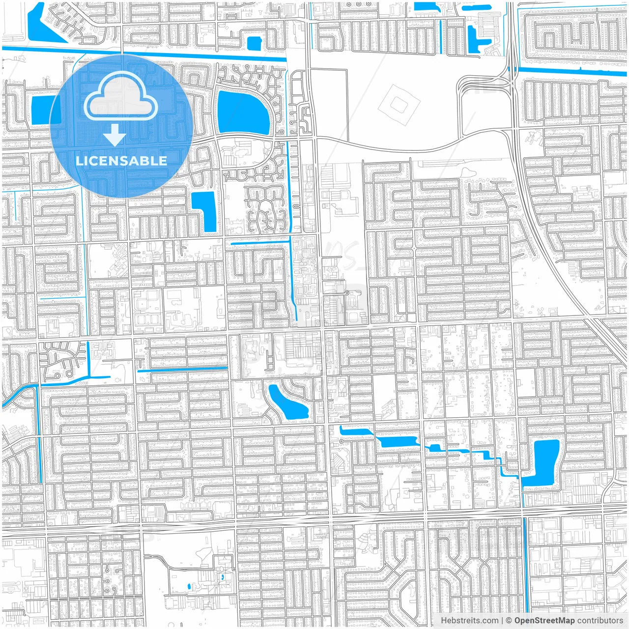 Miami Gardens, Florida, United States, city map with high resolution roads.