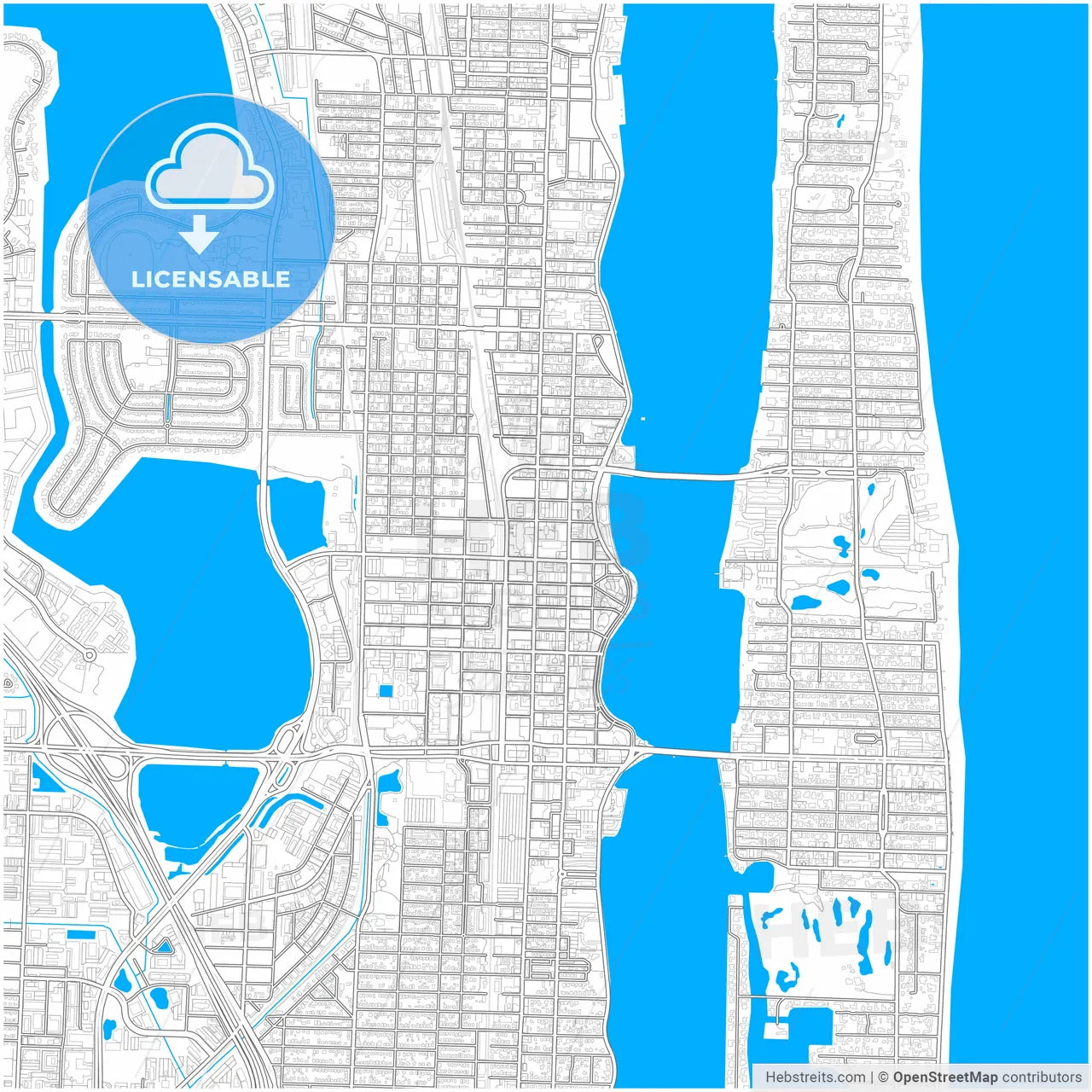 West Palm Beach, Florida, United States, city map with high resolution roads.