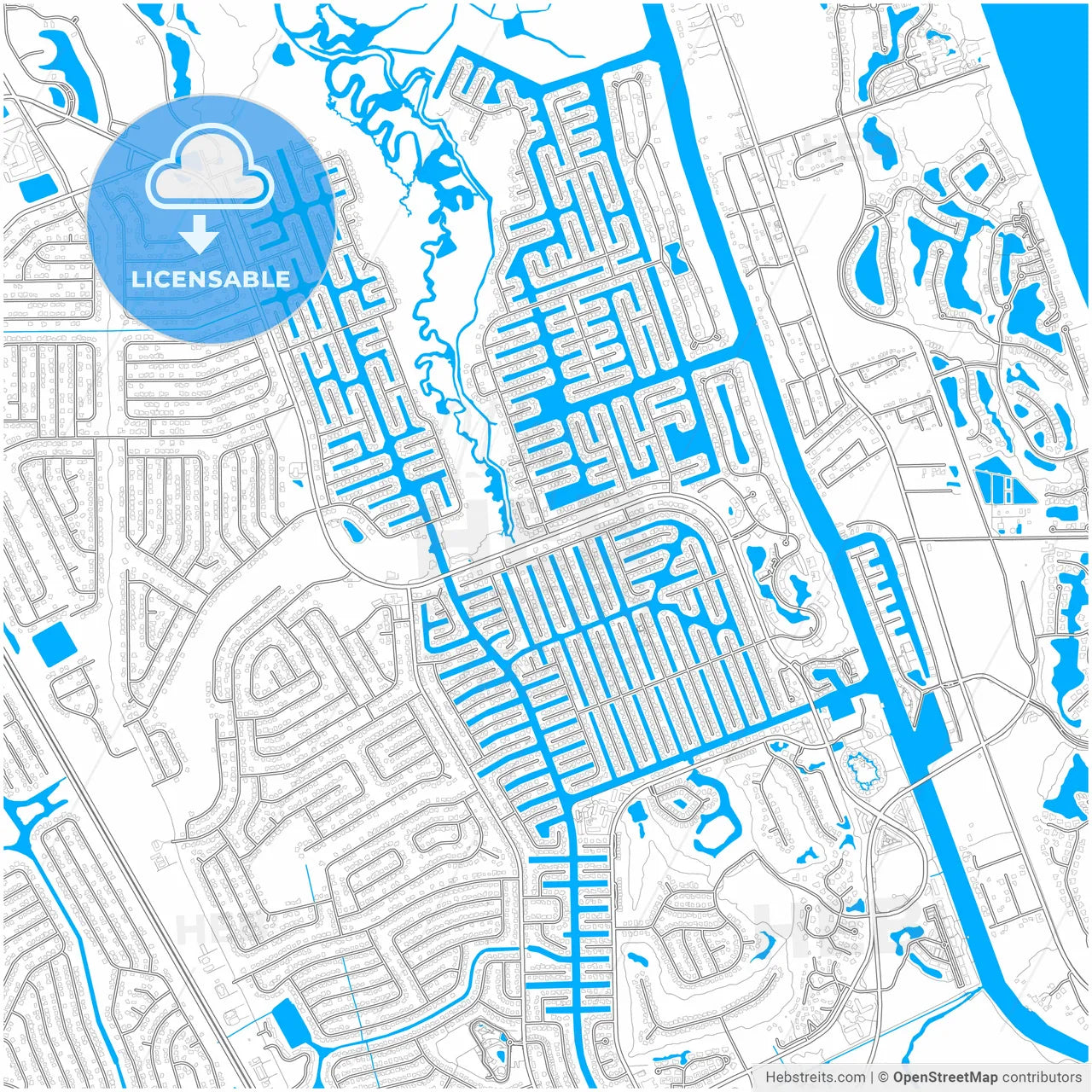 Palm Coast, Florida, United States, city map with high resolution roads.