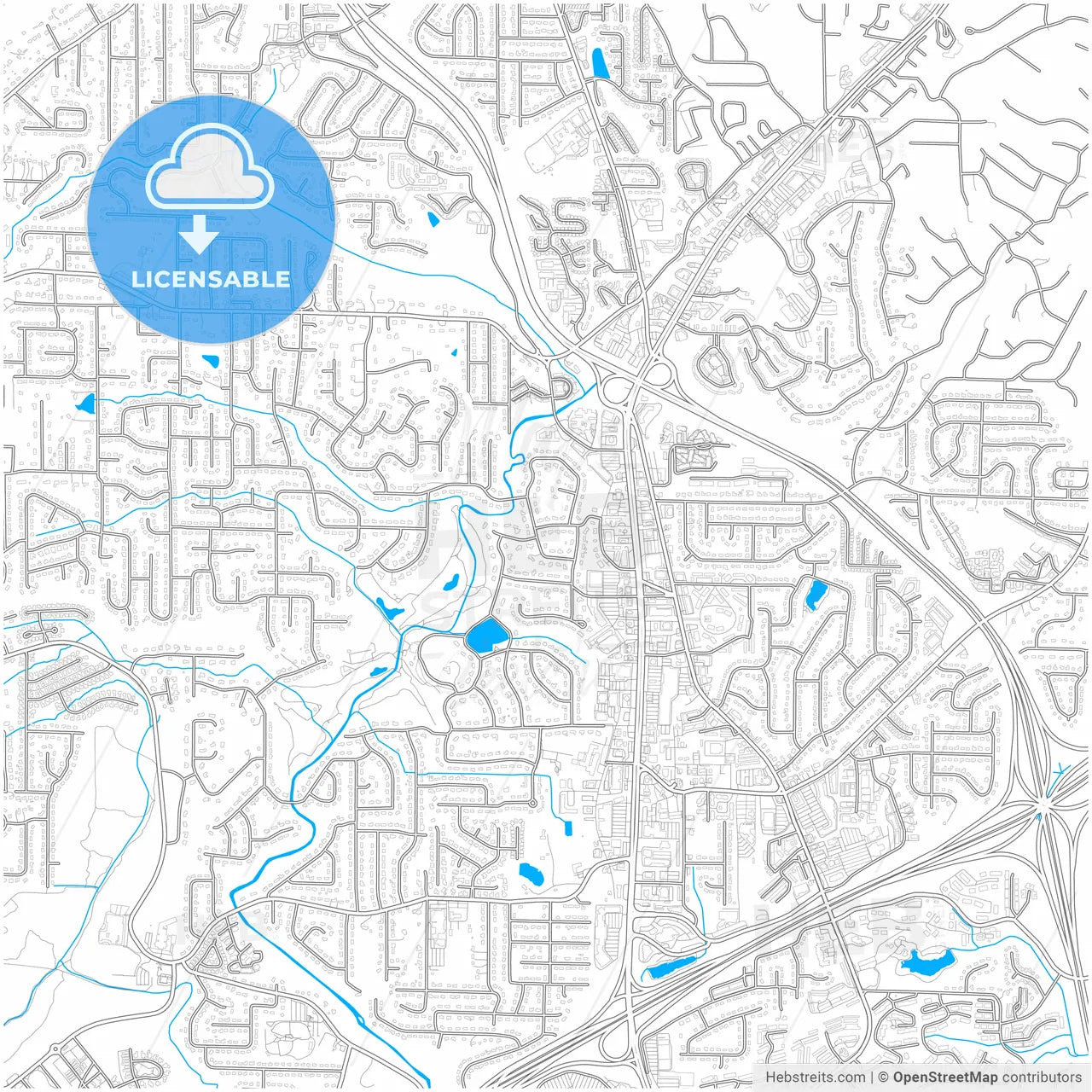 Hoover, Alabama, United States, city map with high resolution roads.