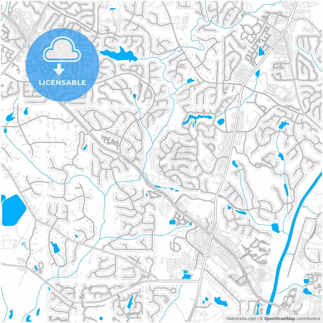 Johns Creek, Georgia, United States, city map with high resolution roads.