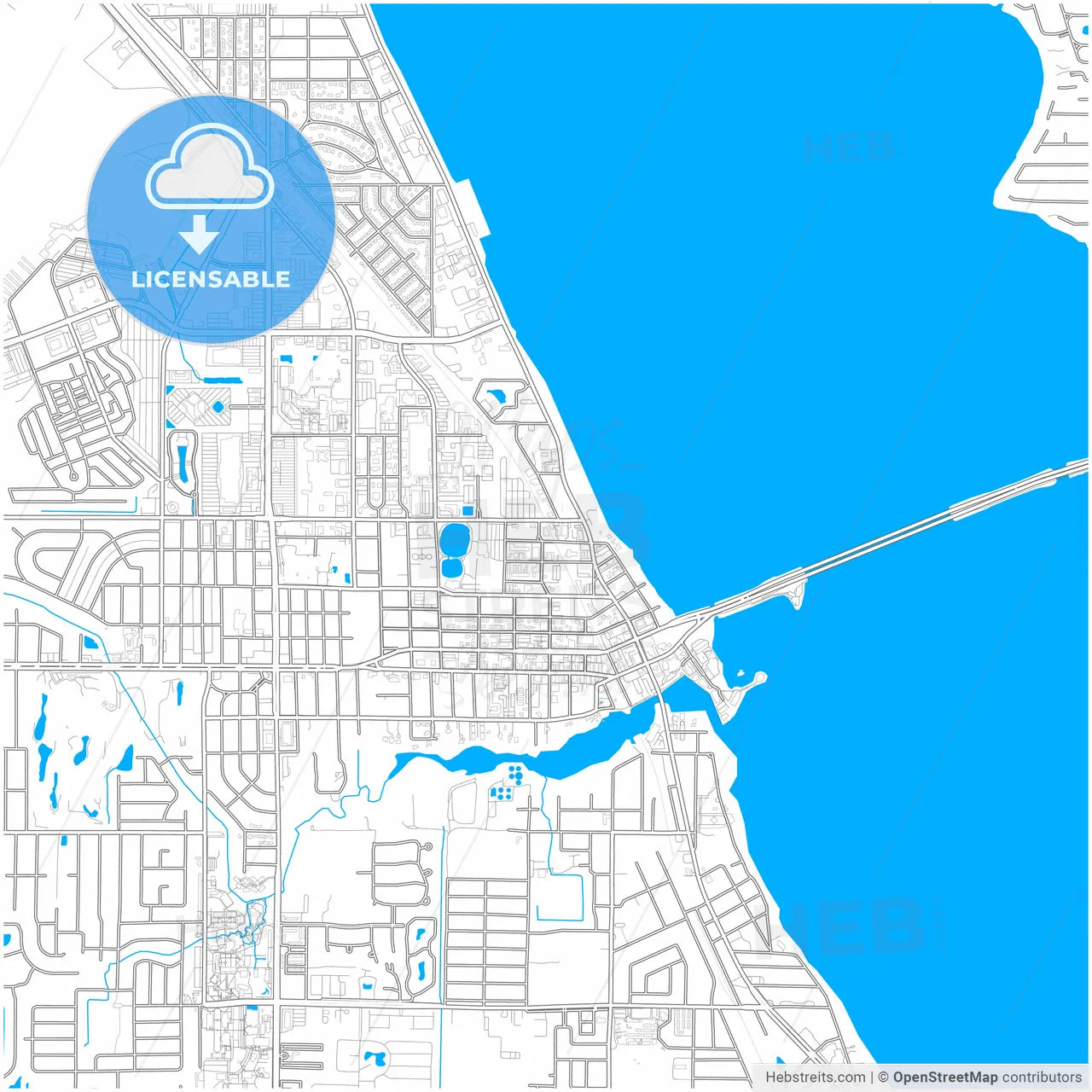 Melbourne, Florida, United States, city map with high resolution roads.
