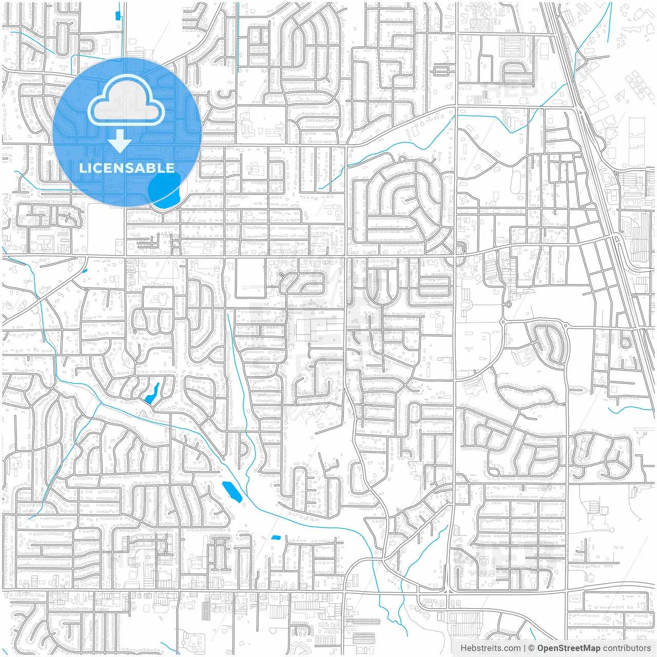Warner Robins, Georgia, United States, city map with high resolution roads.
