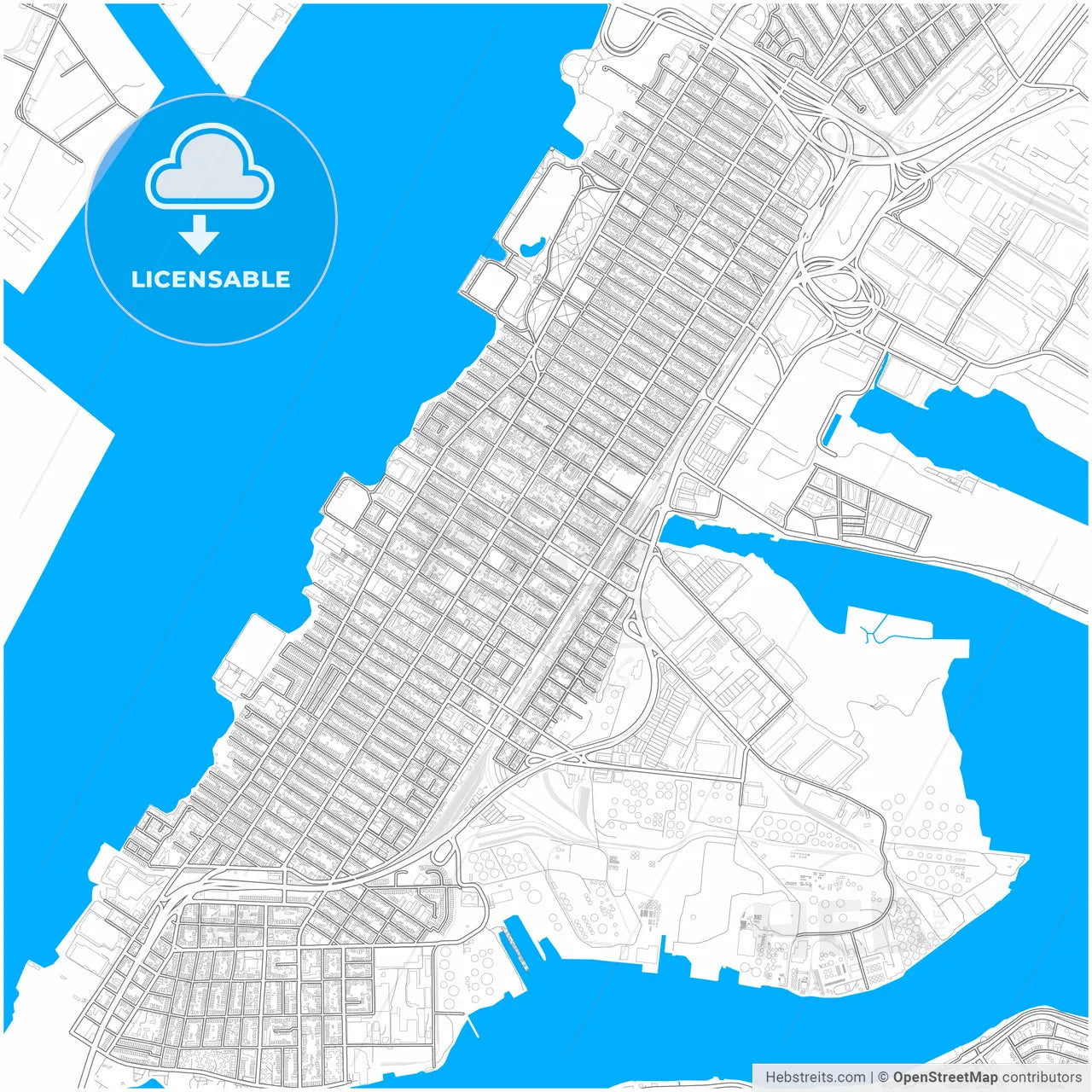 Bayonne, New Jersey, United States, city map with high resolution roads.