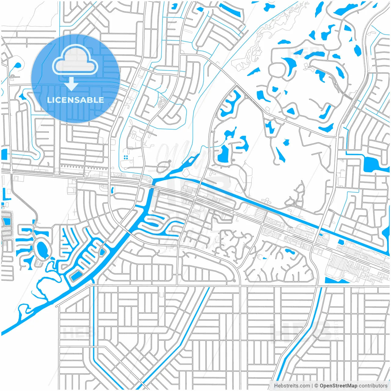 North Port, Florida, United States, city map with high resolution roads.