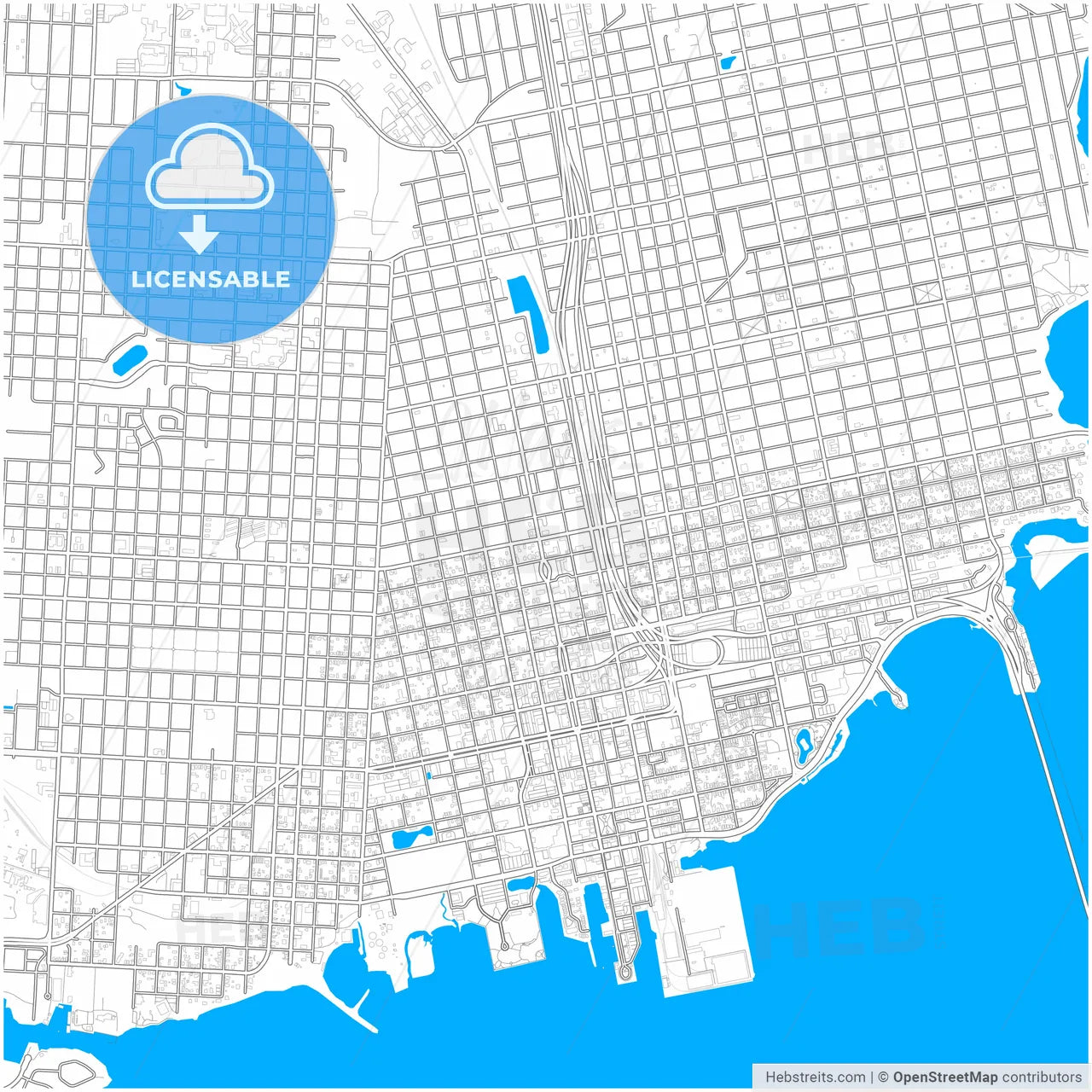Pensacola, Florida, United States, city map with high resolution roads.