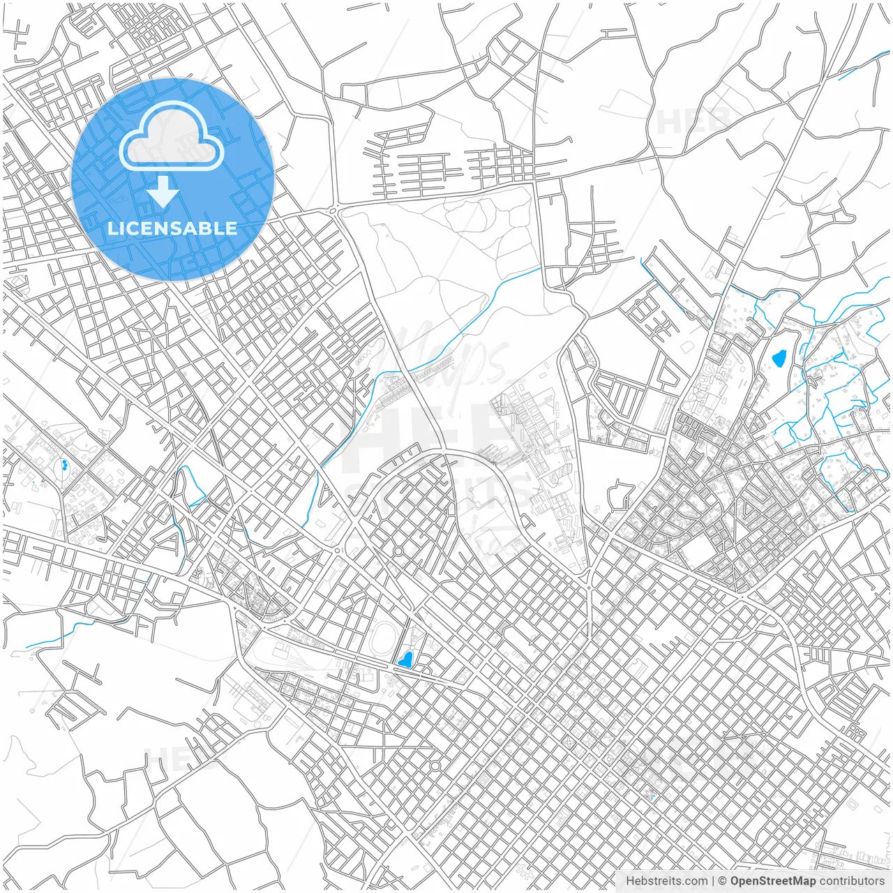 Riobamba, Ecuador, city map with high resolution roads.